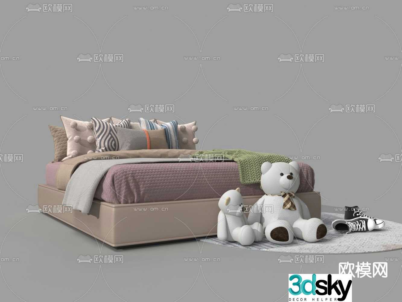 Modern double bed 3d model