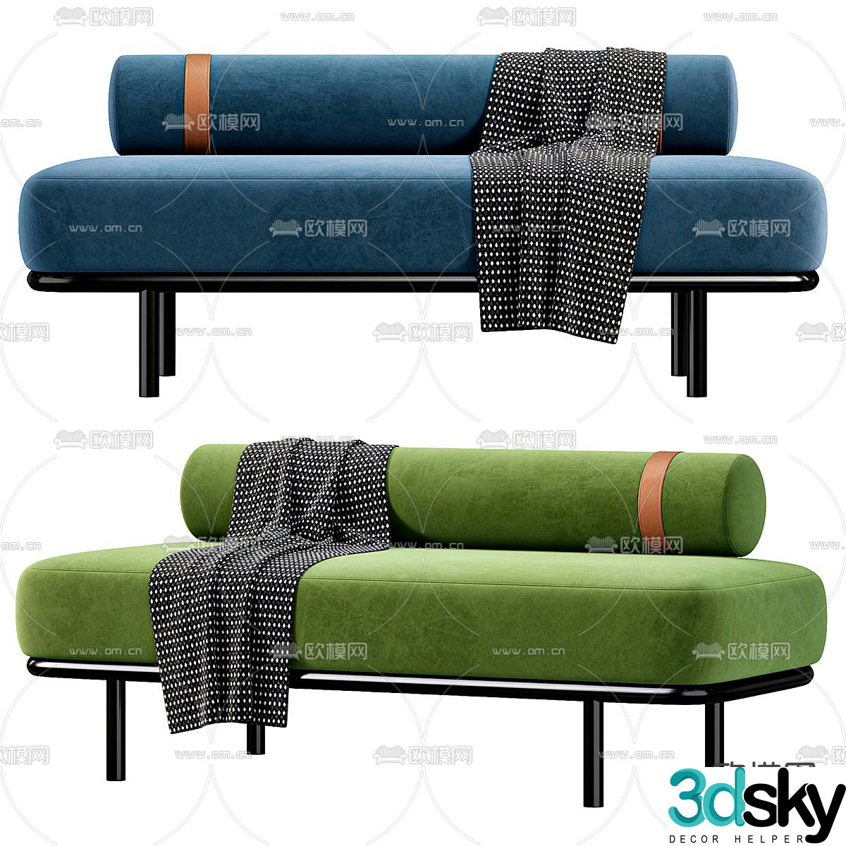 Modern footrest sofa stool 3d model