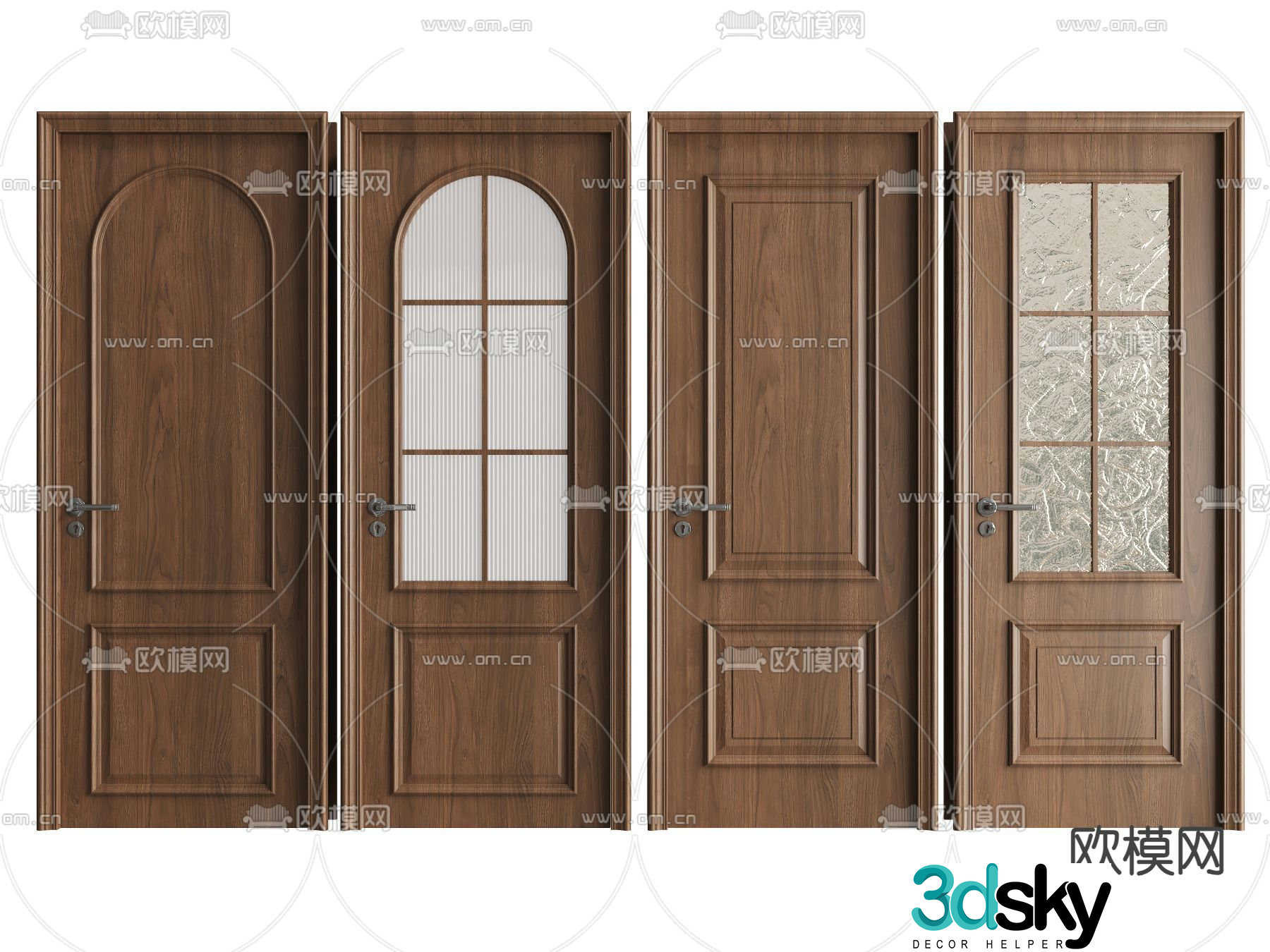 French single-open door swing door bedroom door bathroom door 3D model