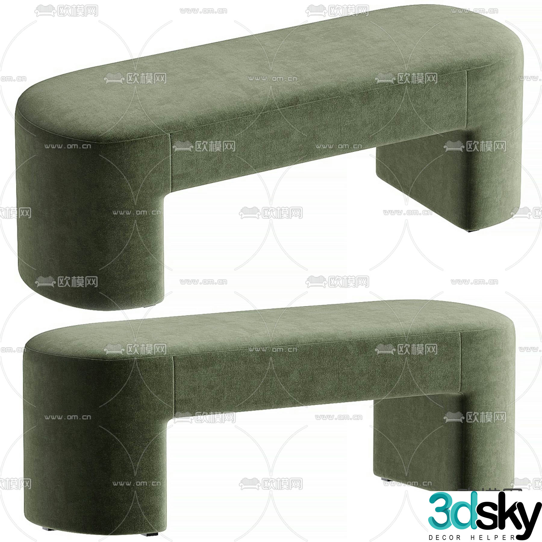 Sofa stool bed end stool footrest 3d model