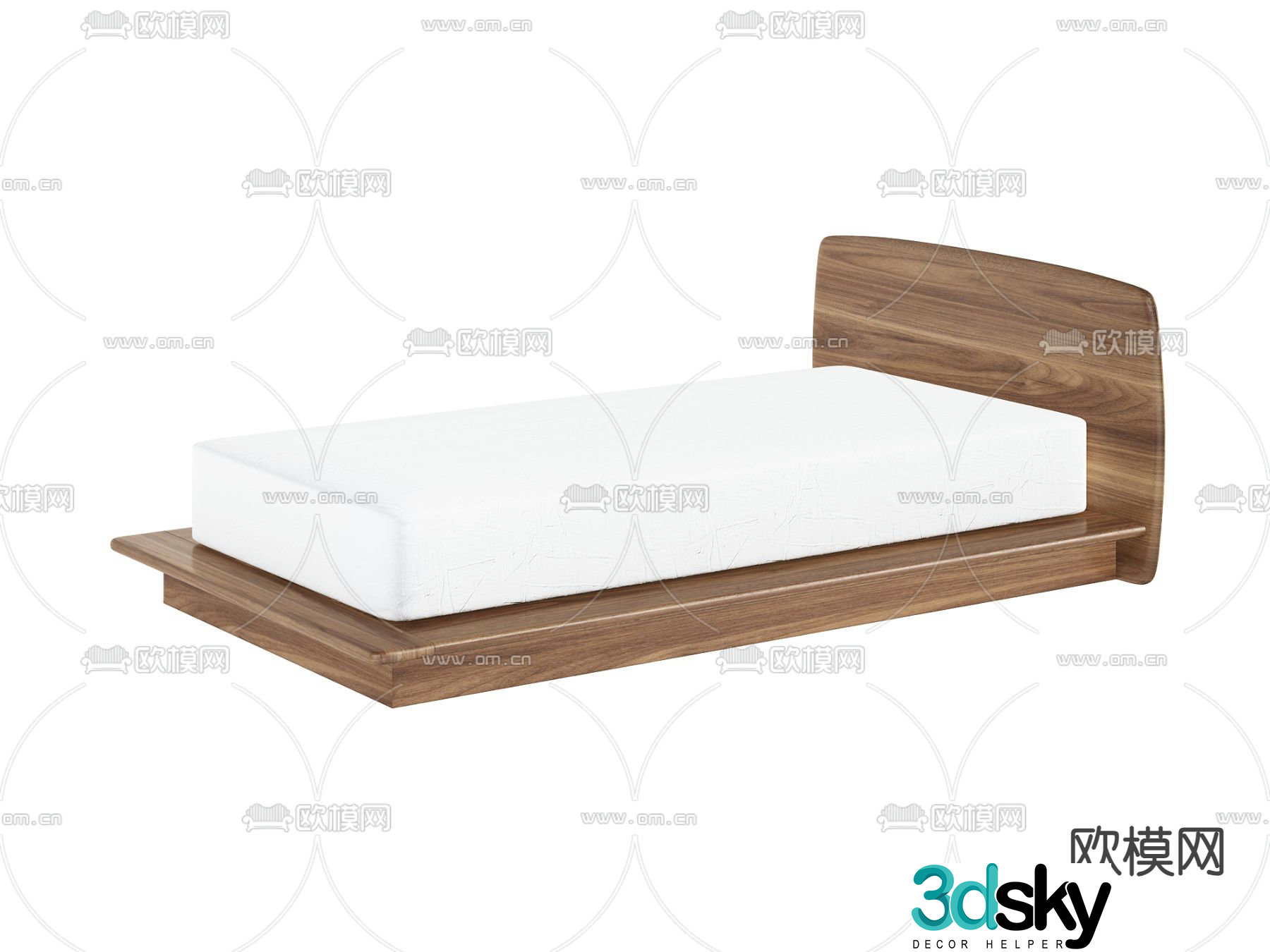 Wabi-sabi single bed 3d model