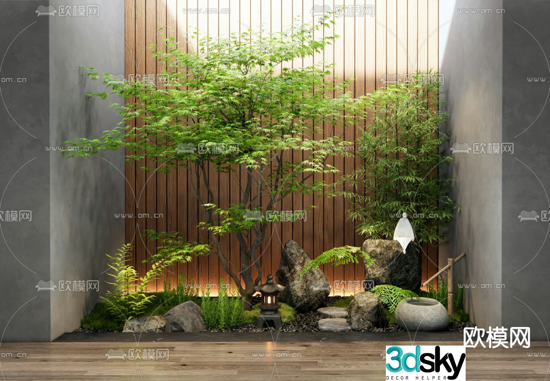 Indoor landscape plant landscaping Zen sketch 3D model