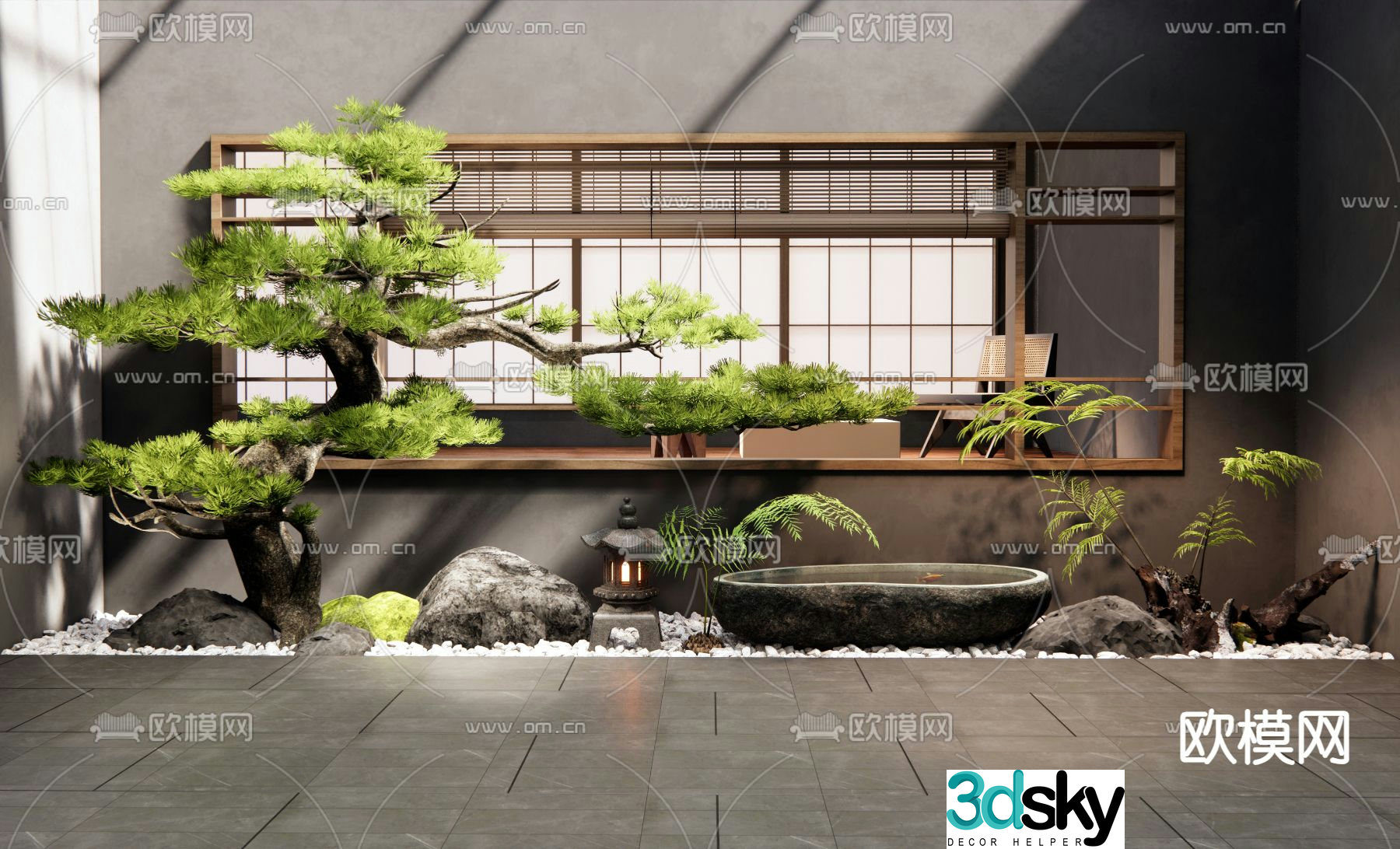 Indoor landscape landscaping courtyard sketch 3d model