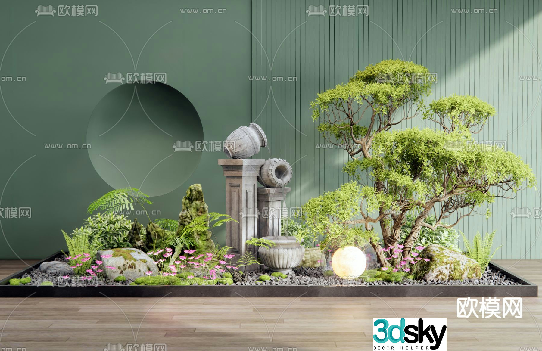 Indoor landscape plant landscaping plunge pool 3d model