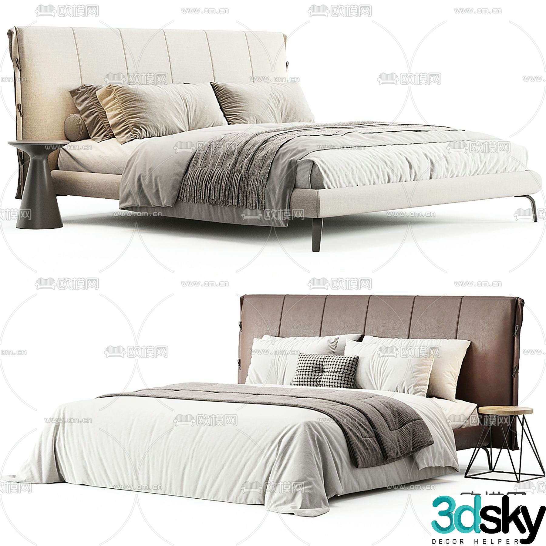 Bonaldo modern double bed 3d model