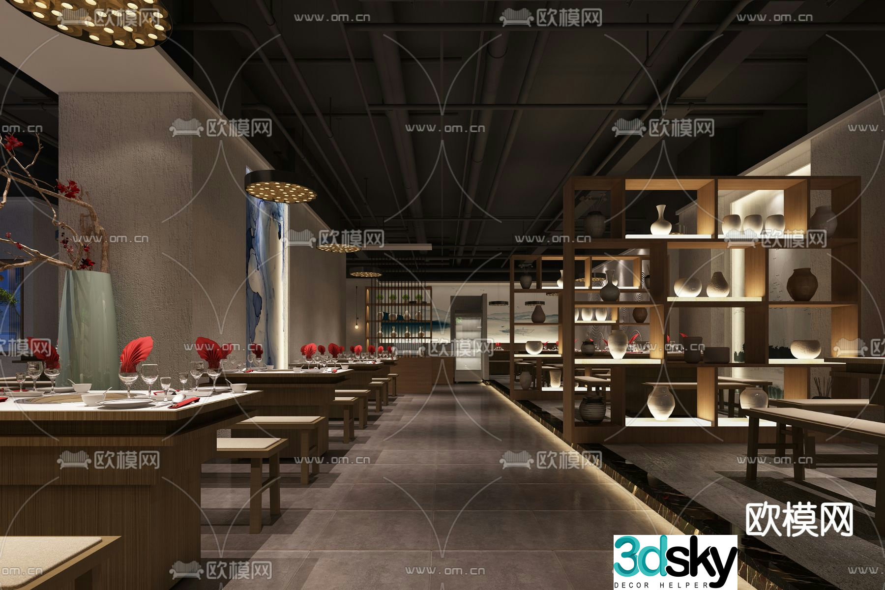 New Chinese style hot pot restaurant hot pot 3d model