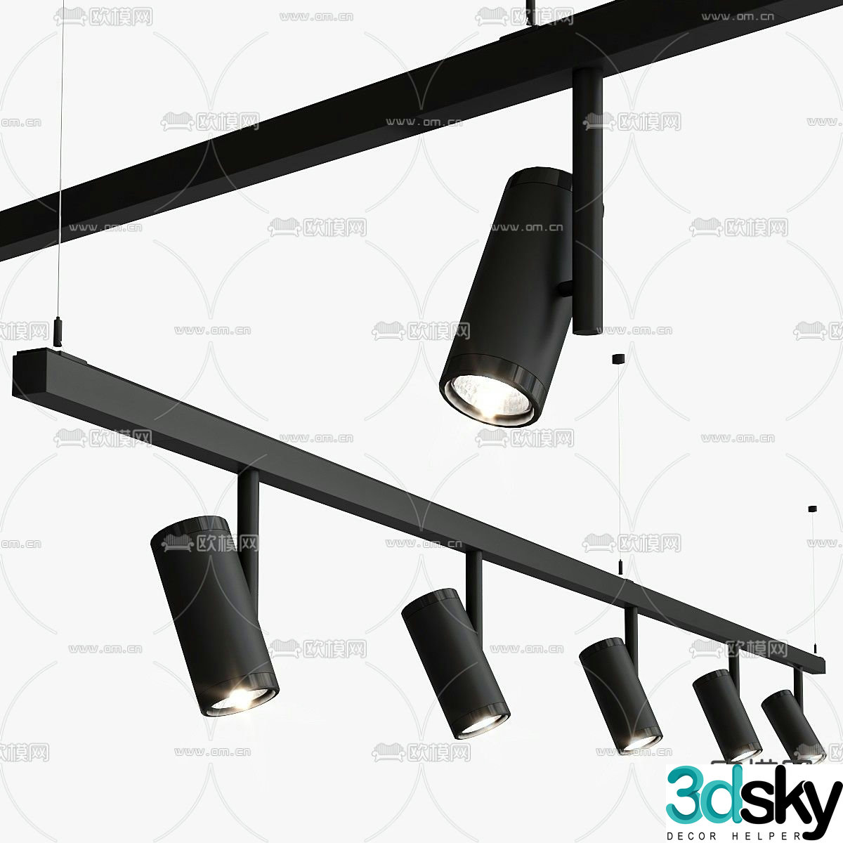 Pista downlight spotlight track light 3d model