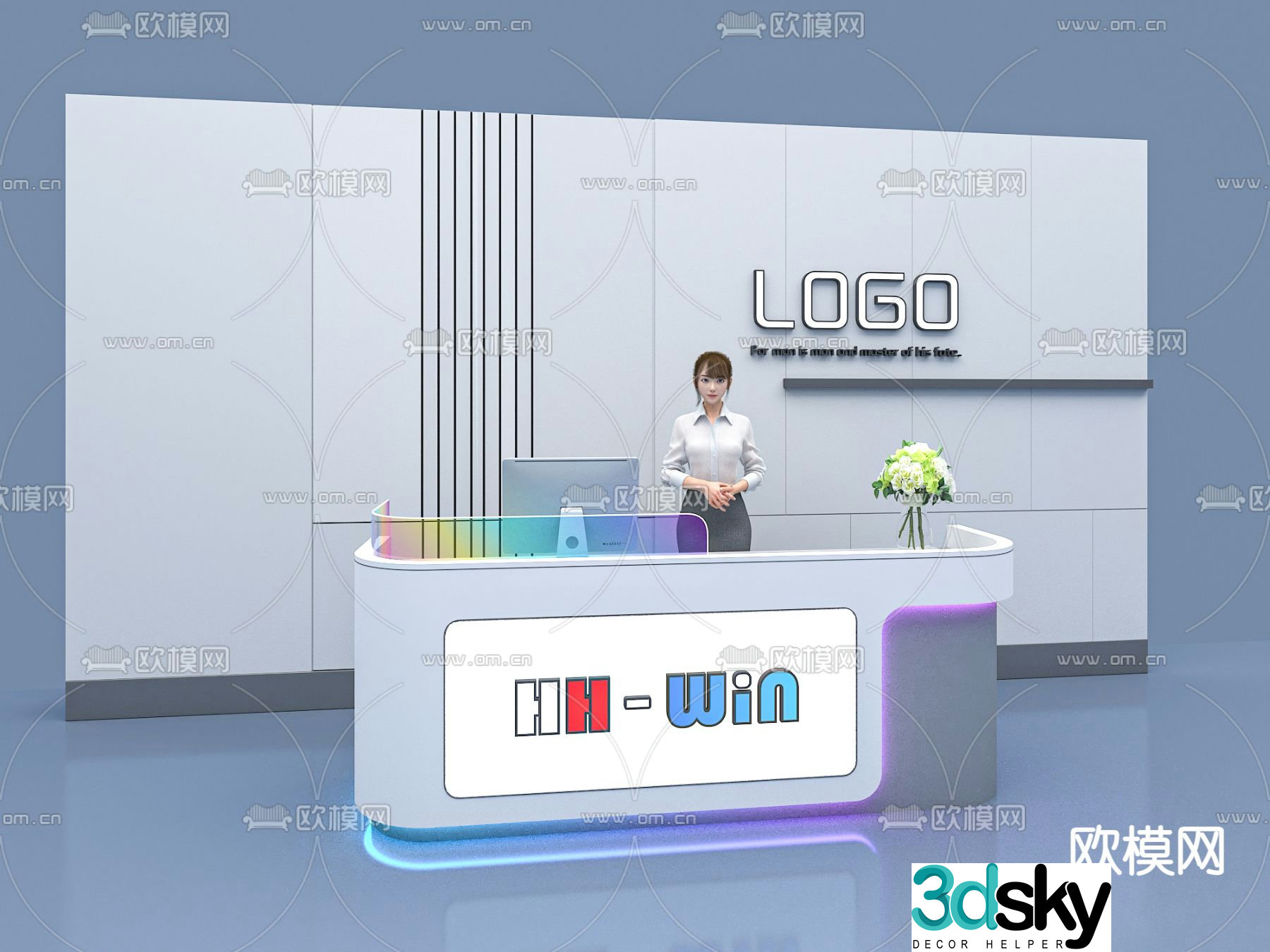 Information desk receptionist 3d model