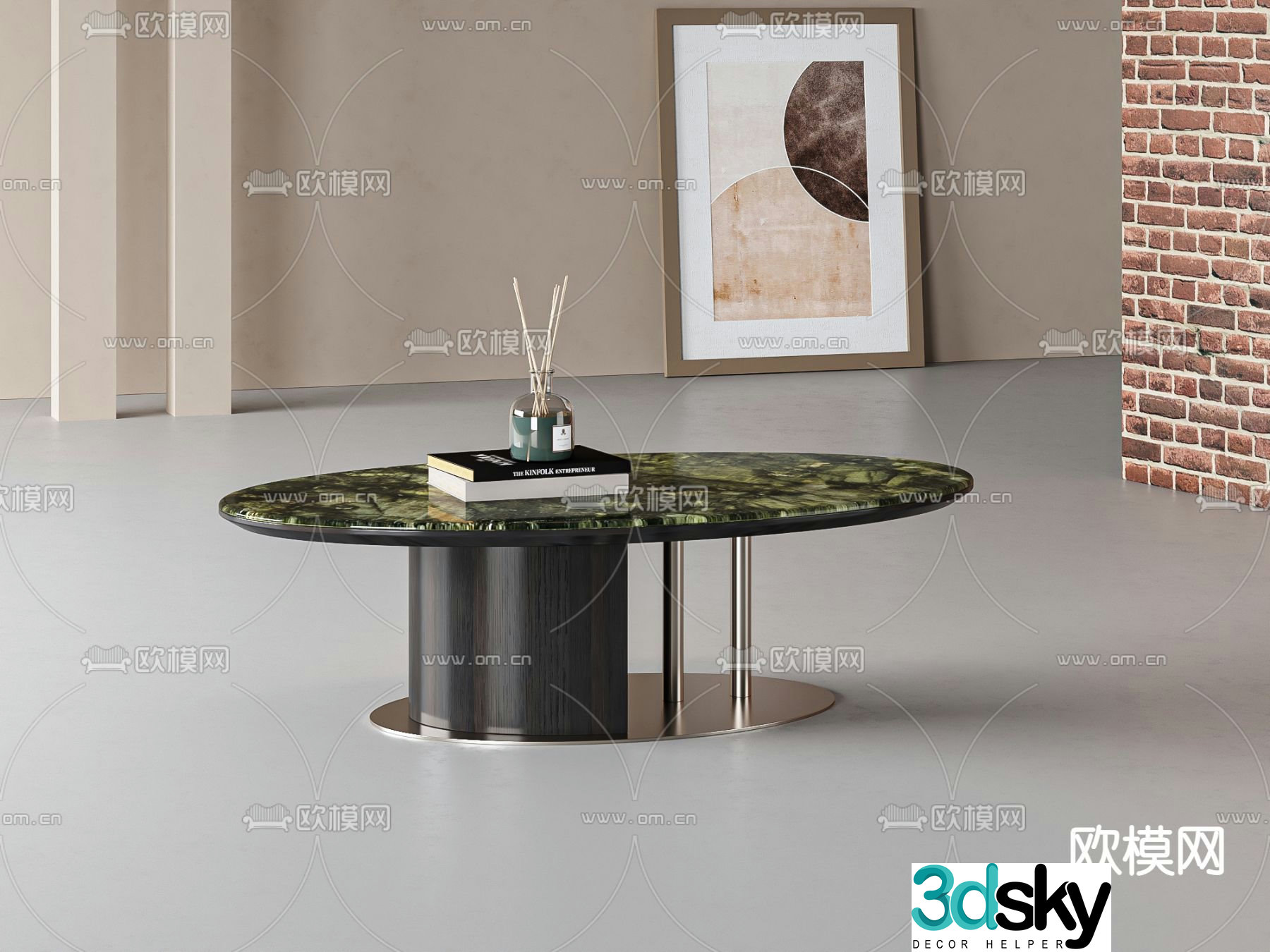 Modern coffee table accessories ornaments 3d model