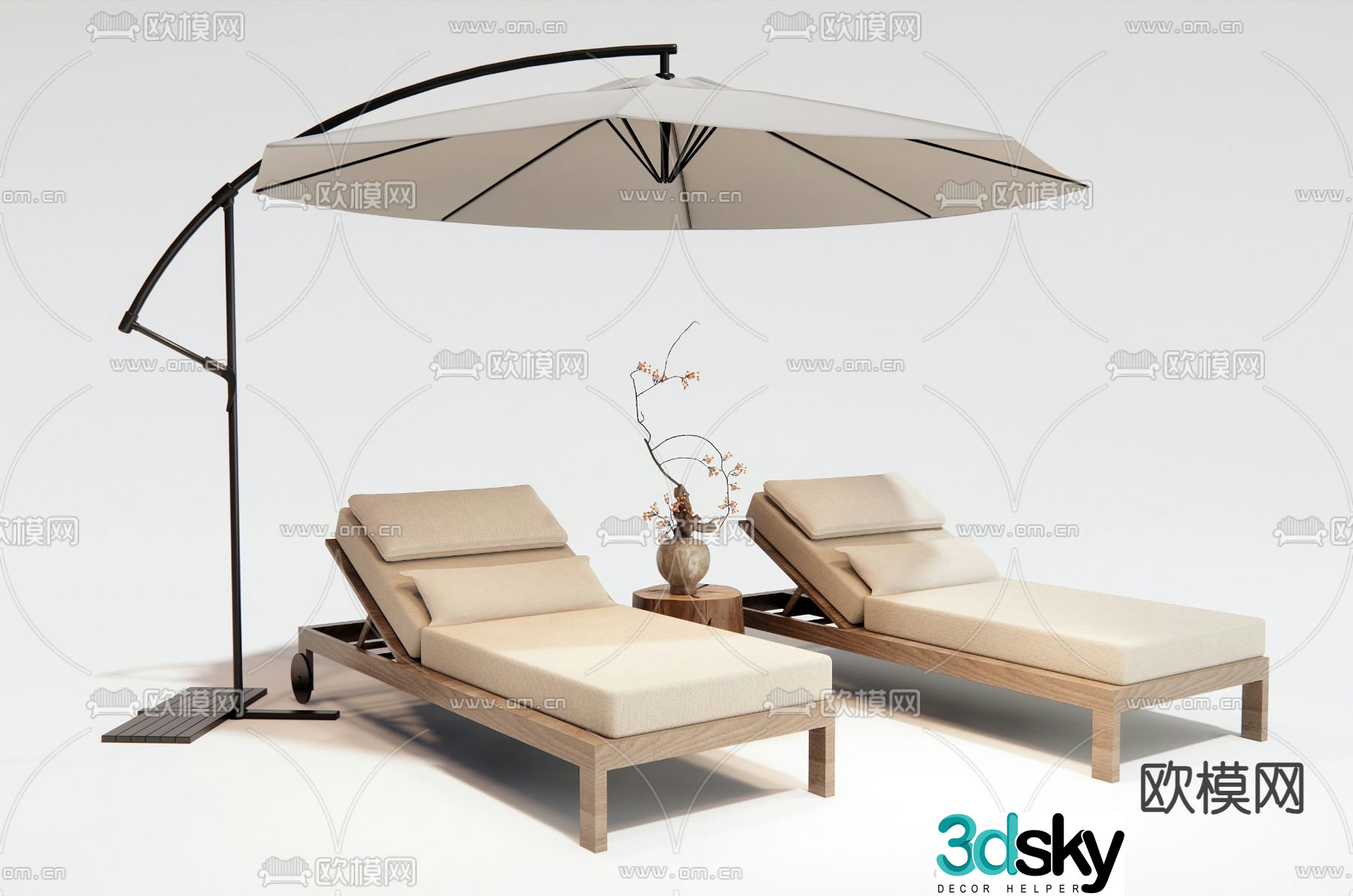 Outdoor lounge chair beach lounge chair 3d model