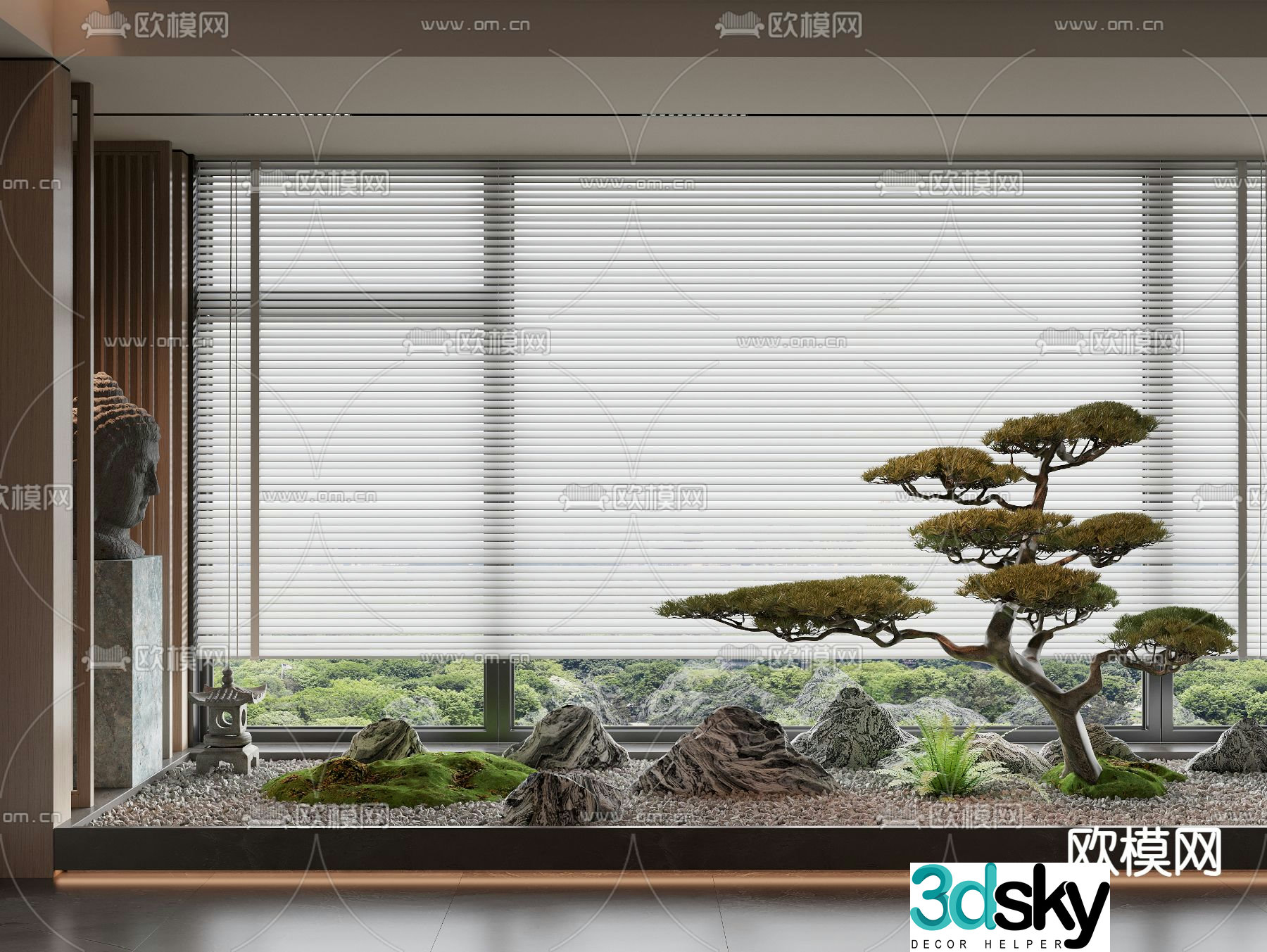 Indoor landscape pine tree landscaping 3d model