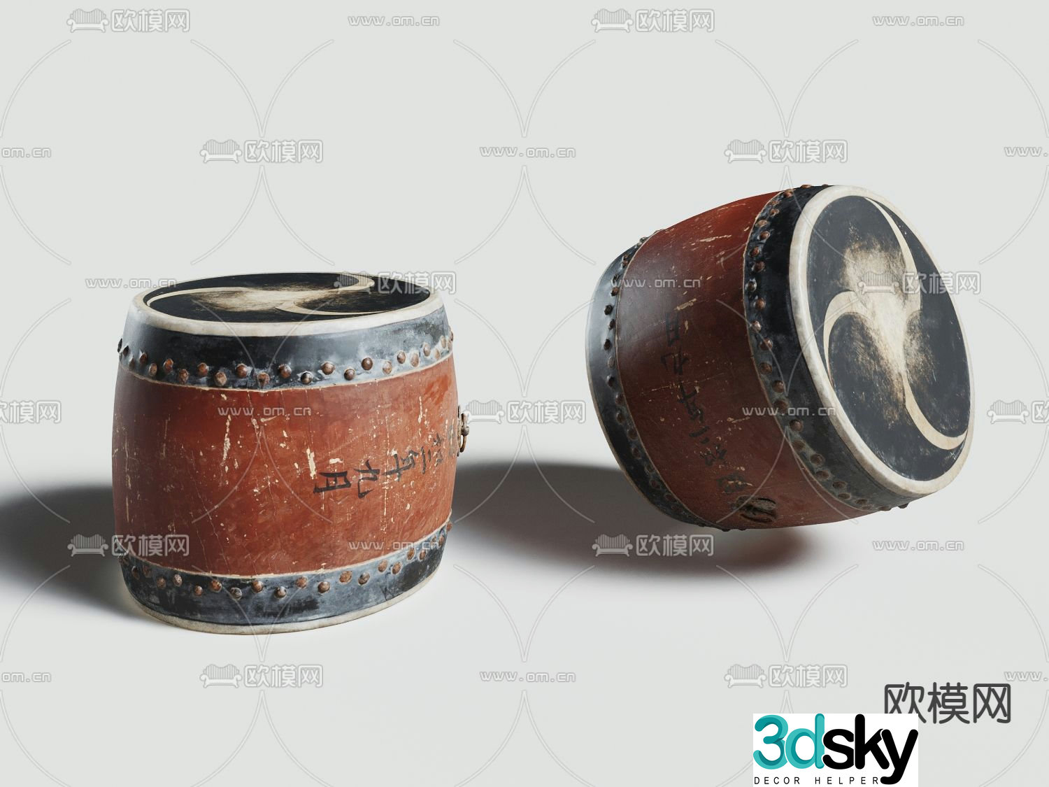 Japanese drum 3d model