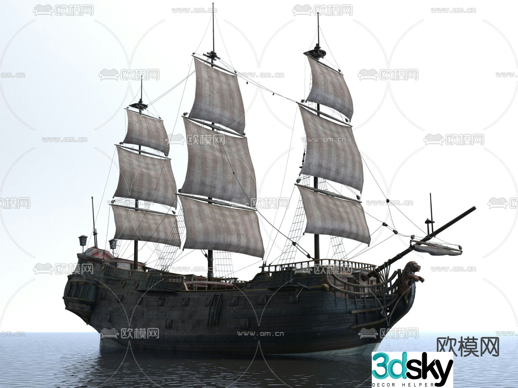 sailing ship ship sea ship 3d model