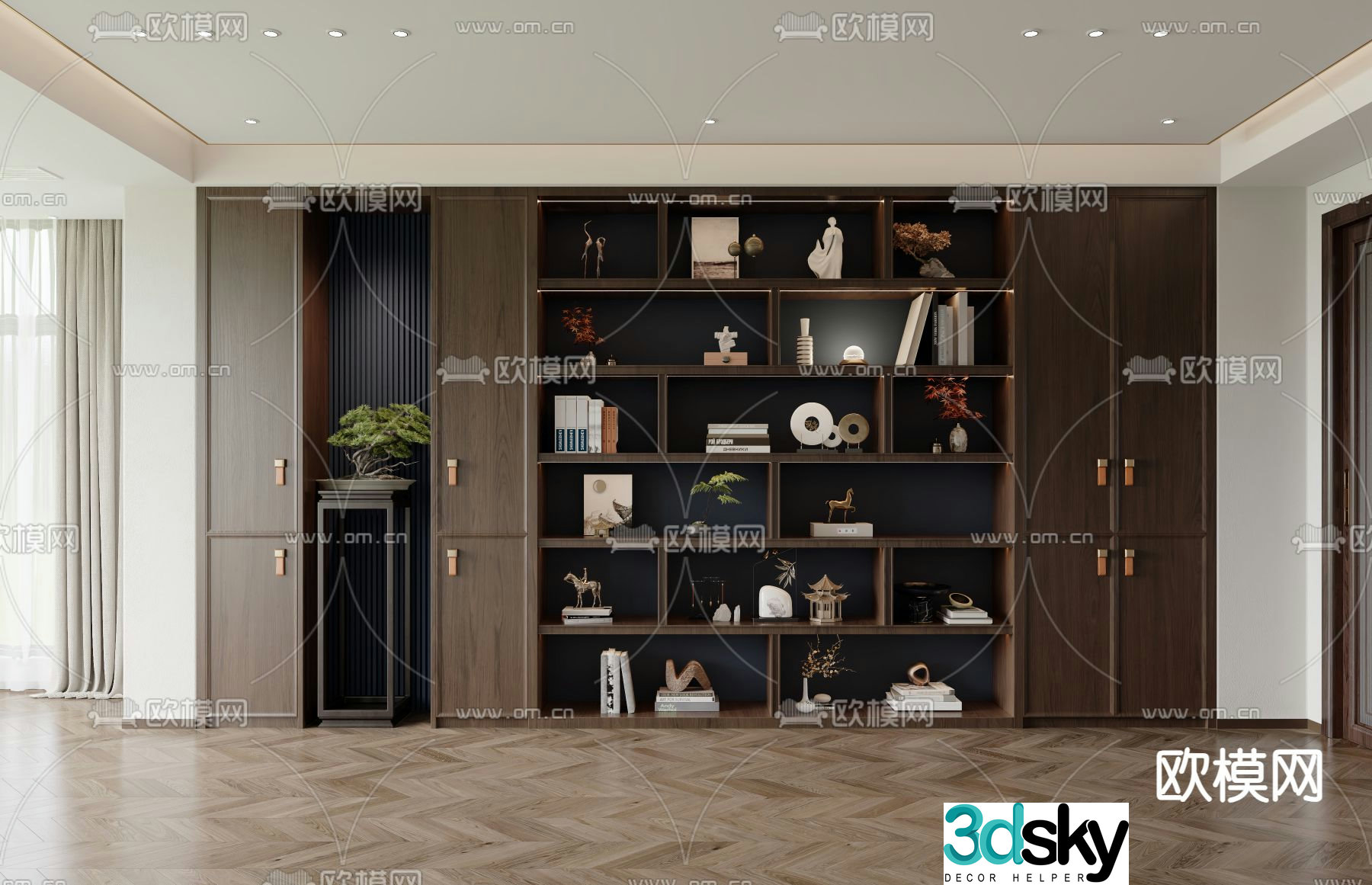 New Chinese style bookcase bookshelf 3d model