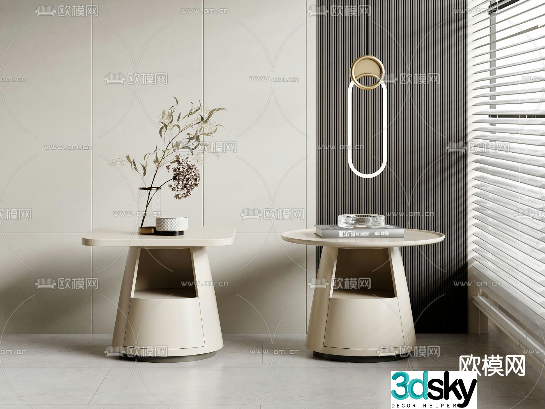 Modern bedside table cabinet 3d model