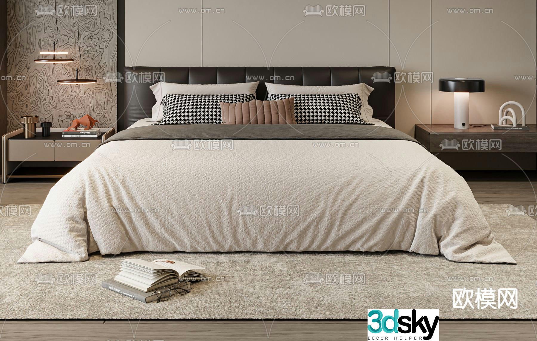 Modern double bed 3d model