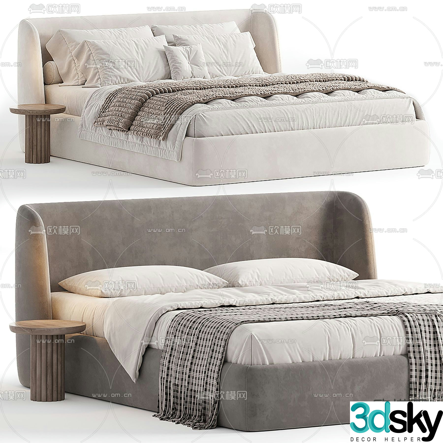 Modern double bed 3d model