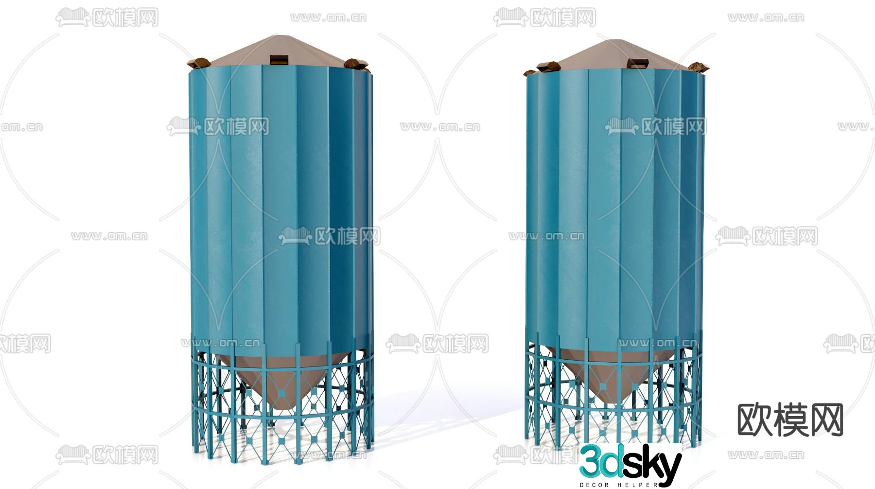 Industrial equipment mixing station cement tank 3d model