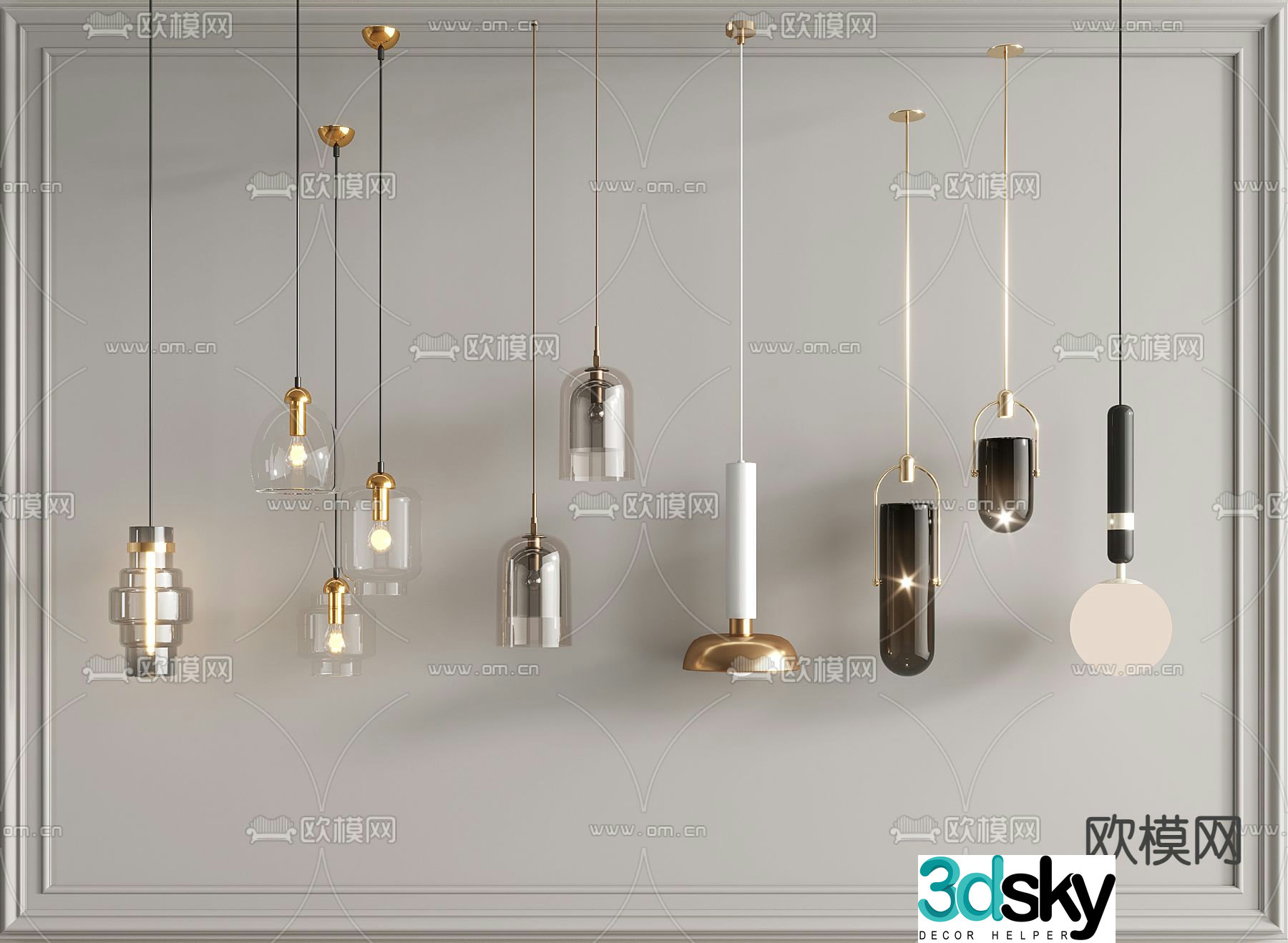 3D model of small chandelier at the bedside