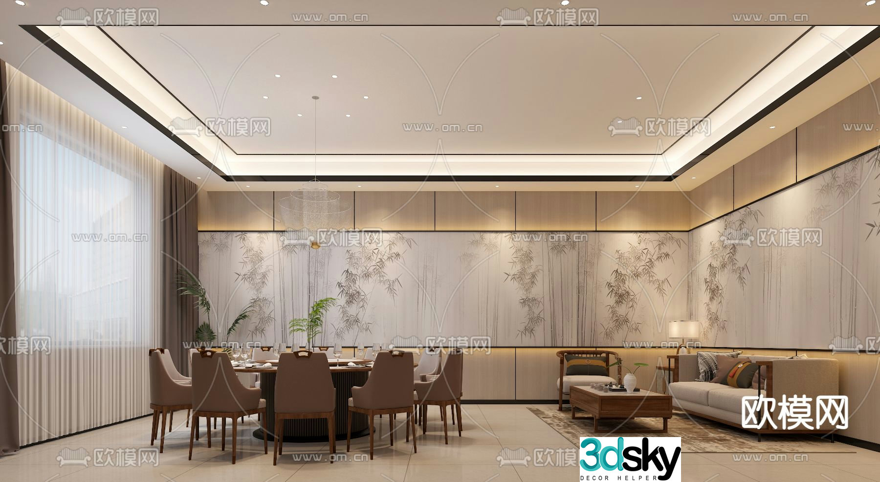 New Chinese style private room Chinese restaurant private room 3d model