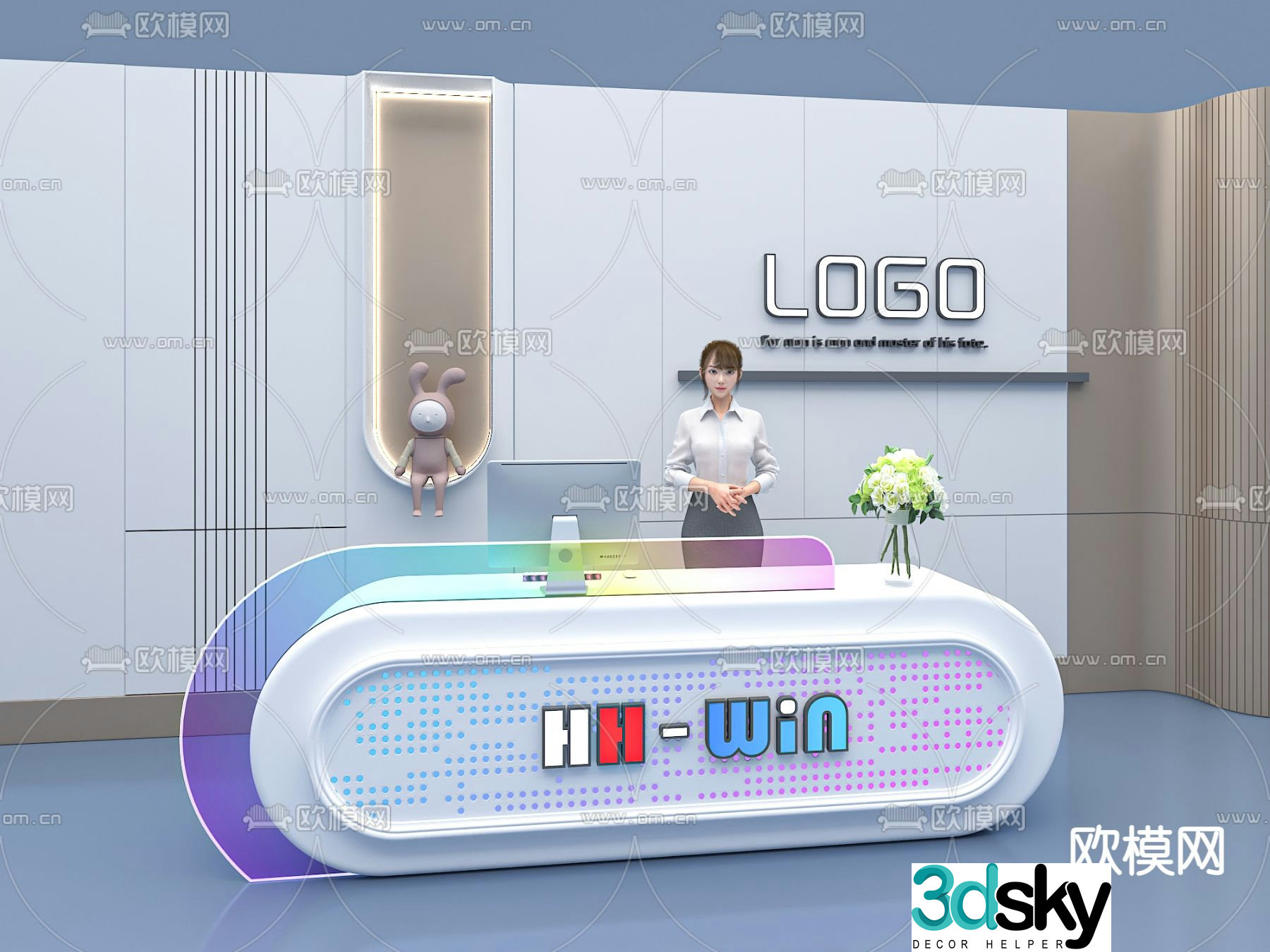 Reception desk receptionist 3d model
