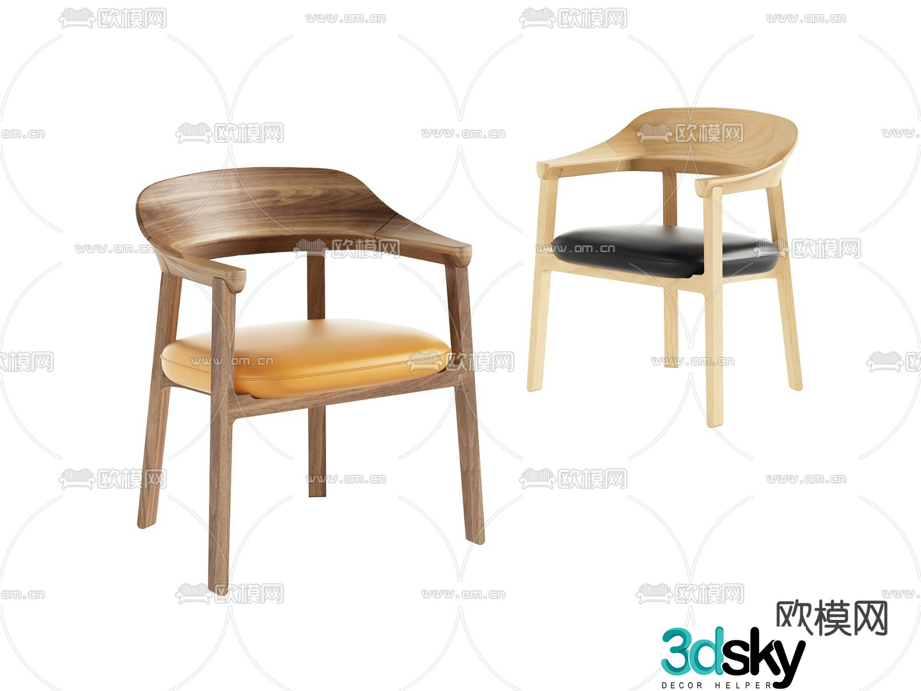 Wabi-sabi chair dining chair 3d model