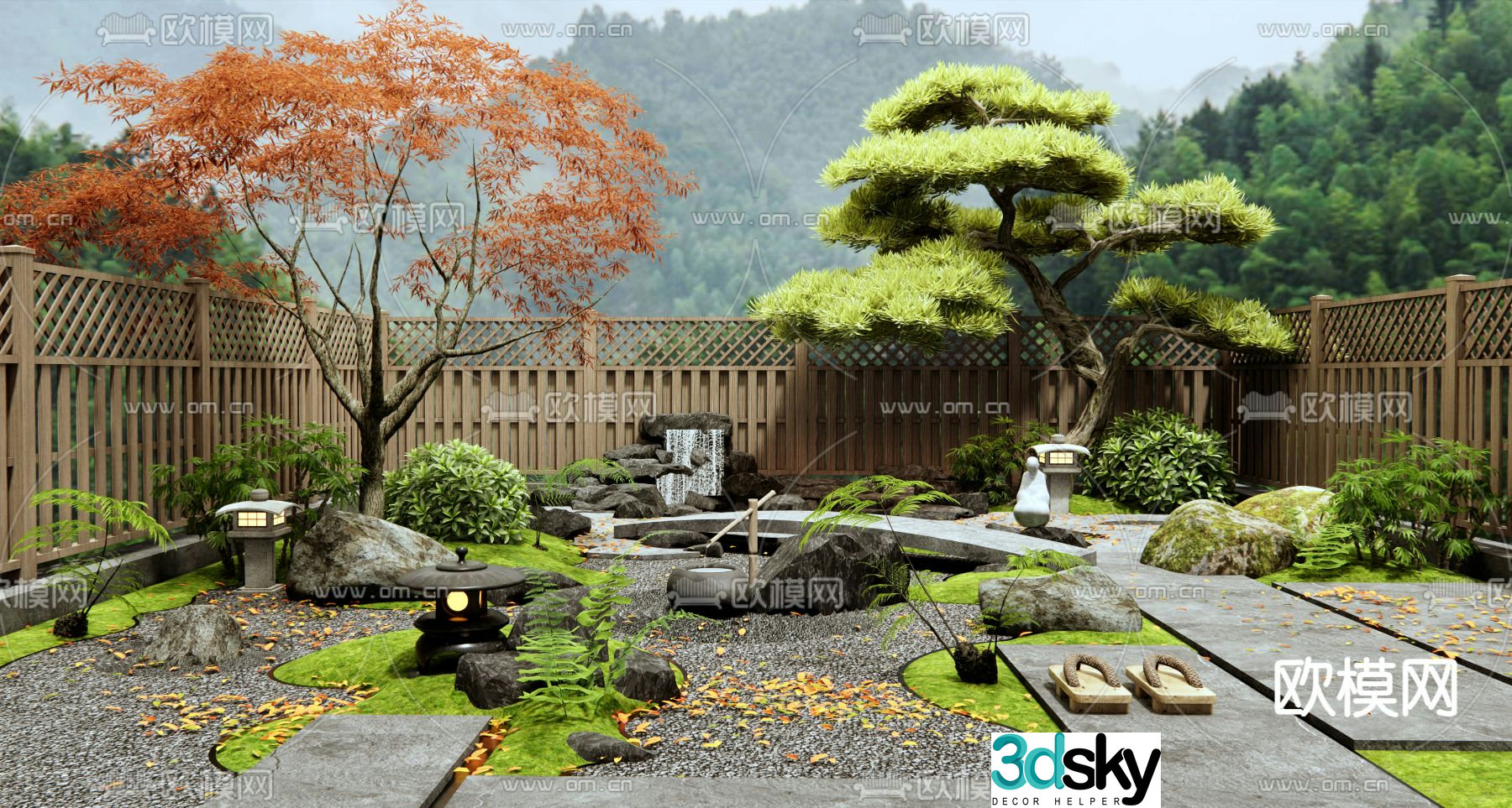 Courtyard landscape plant landscape 3D model