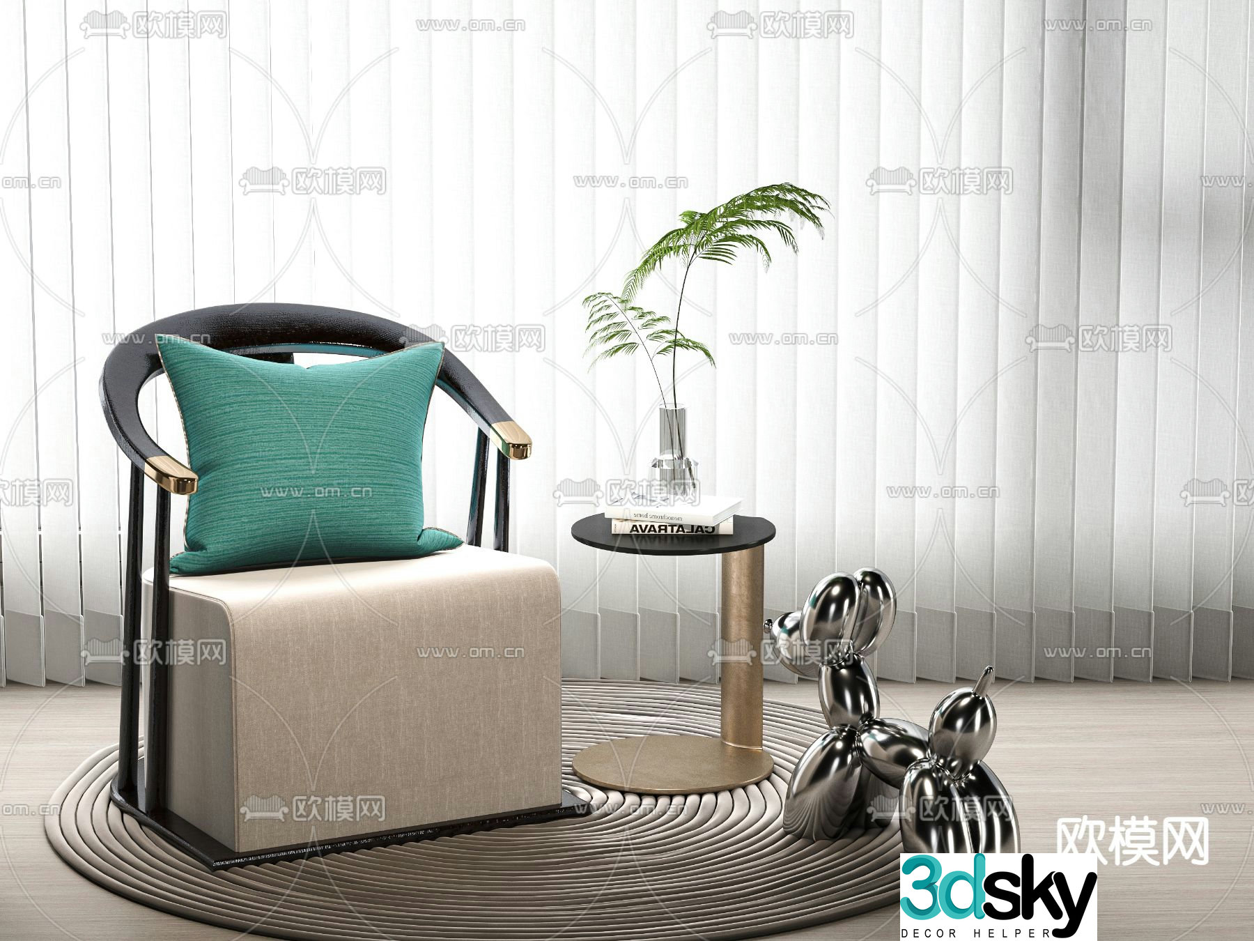 New Chinese style leisure chair 3d model