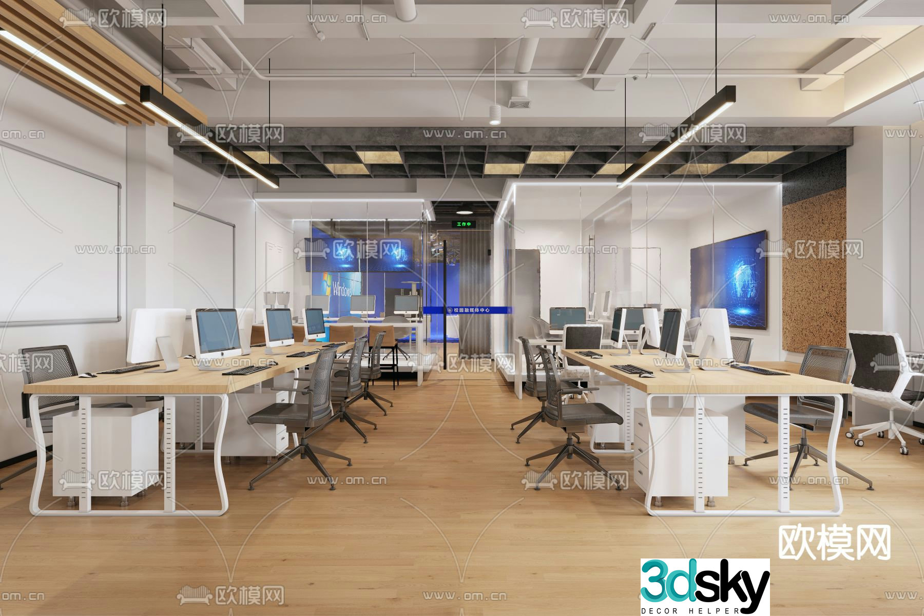 Public office area office 3d model