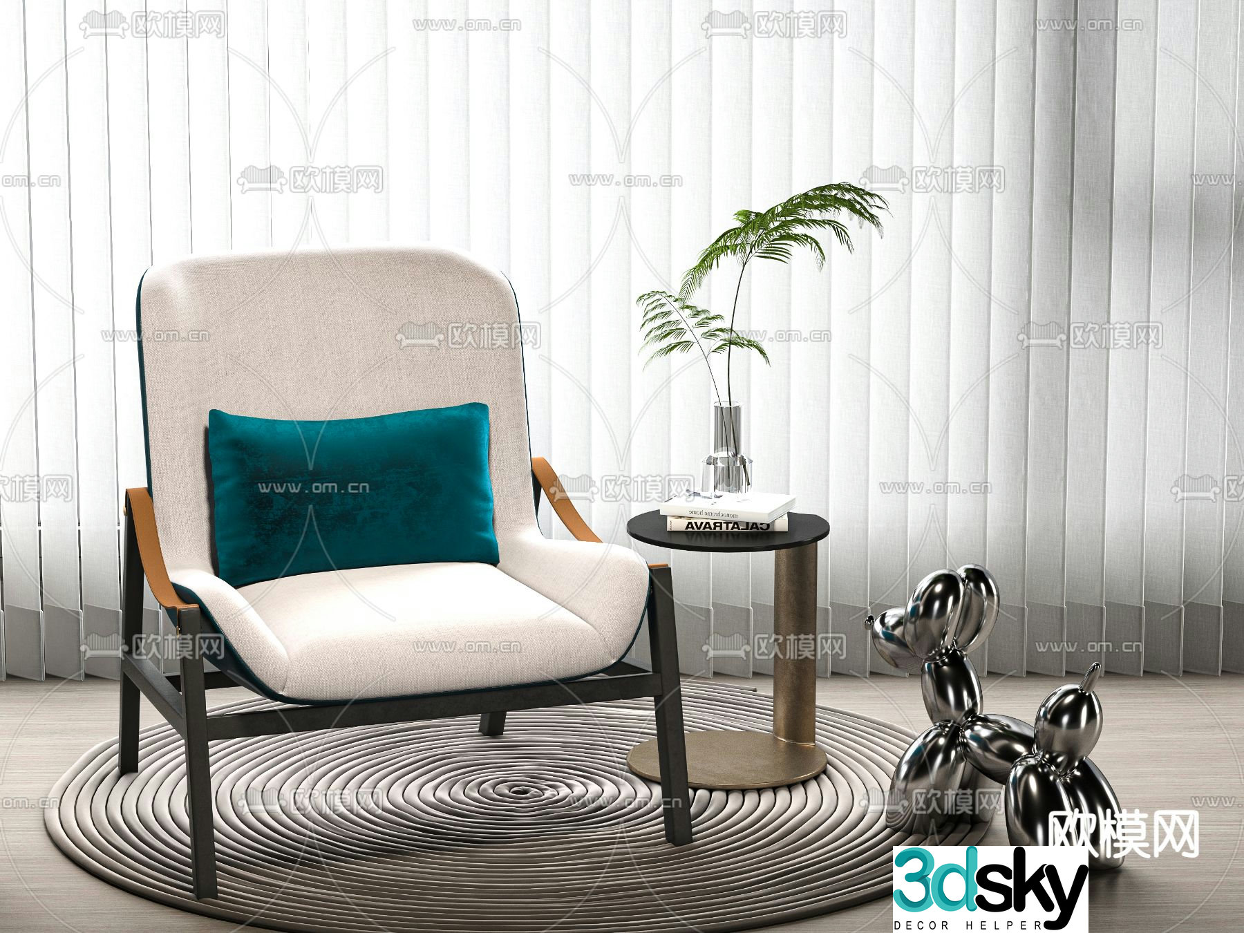 New Chinese style leisure chair 3d model