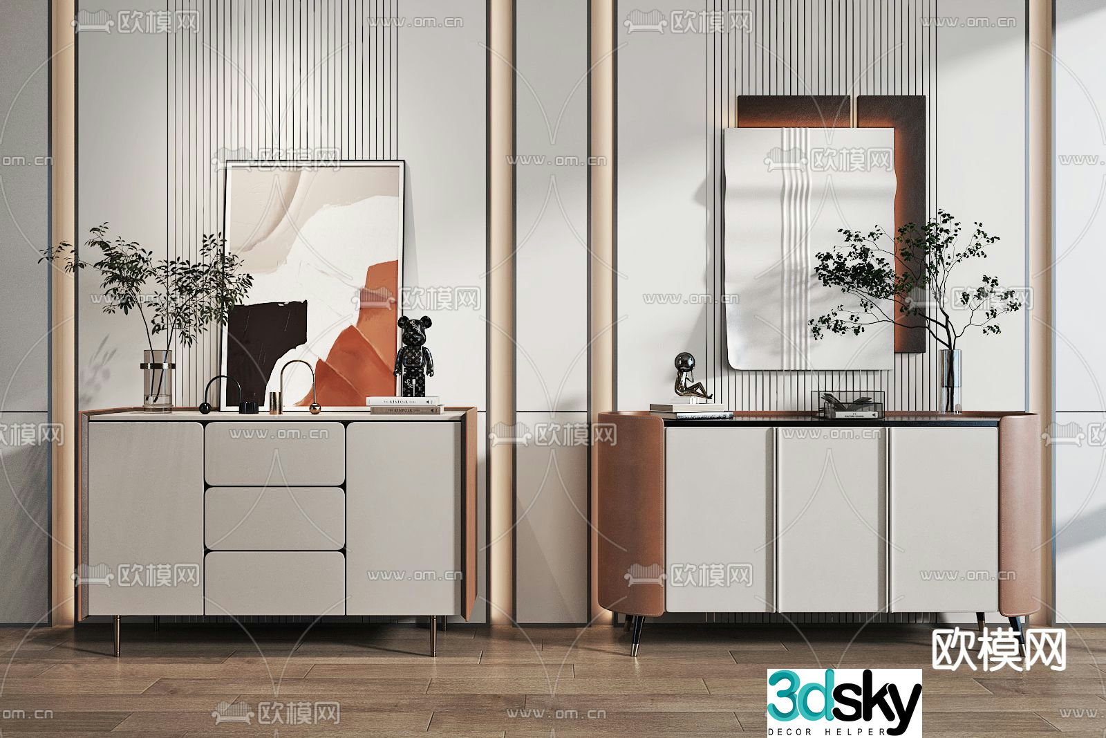 Modern entrance cabinet side cabinet end view cabinet 3d model