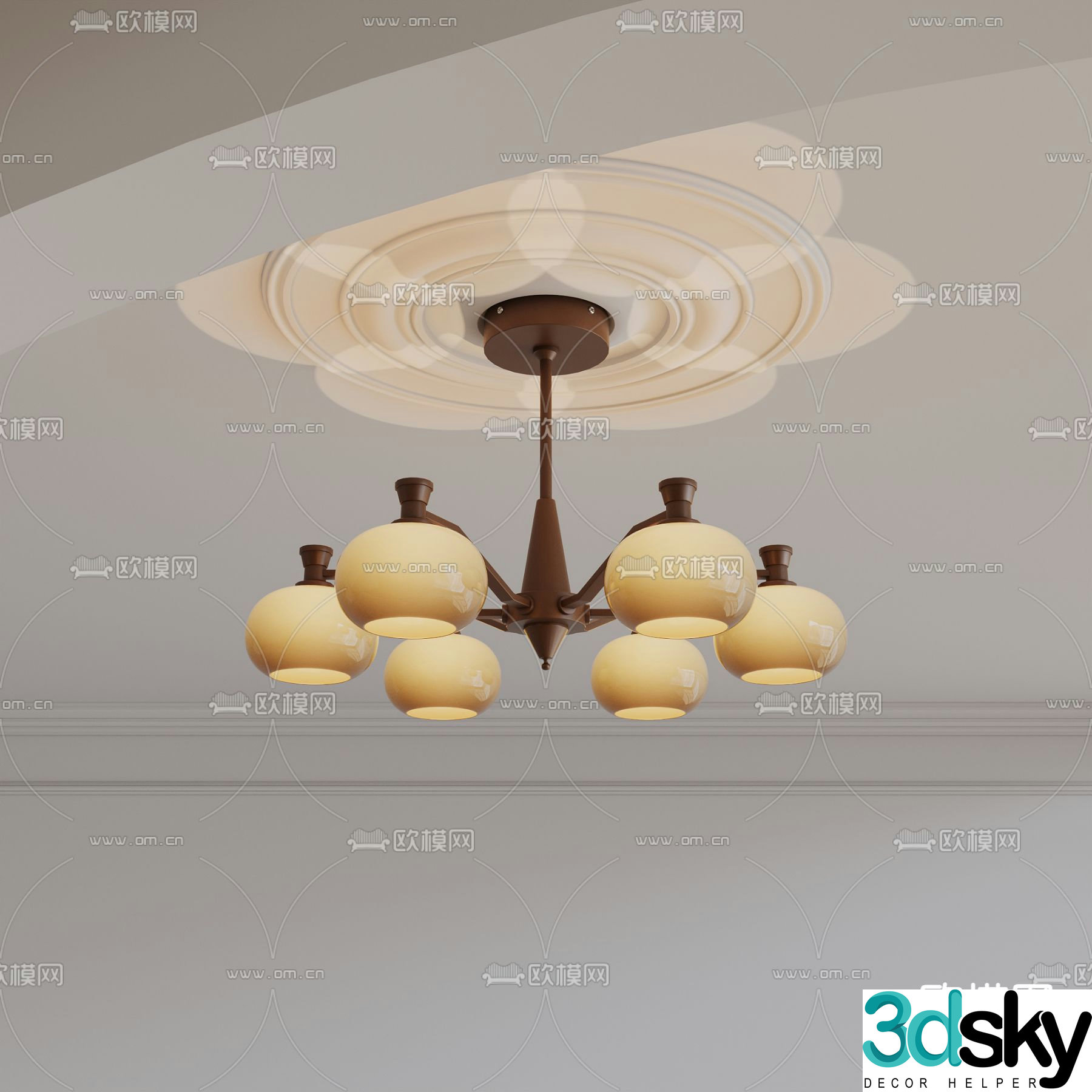Medieval style chandelier hall chandelier 3d model