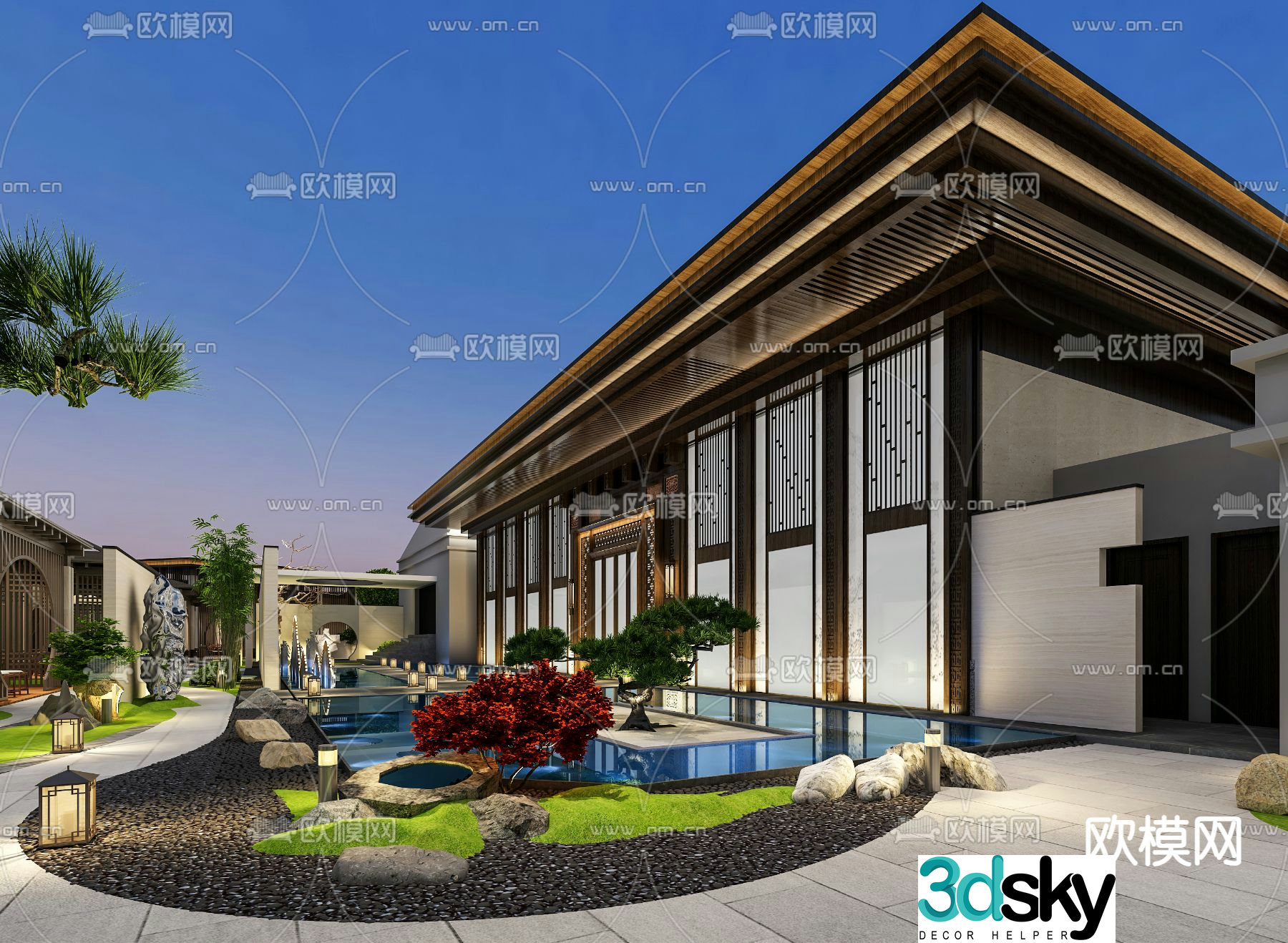 New Chinese style club garden landscape garden 3d model