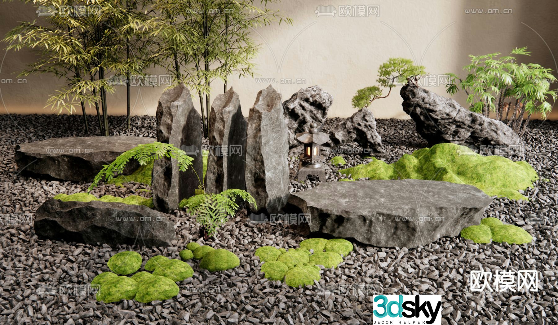 Courtyard landscaping rockery landscape stone 3d model