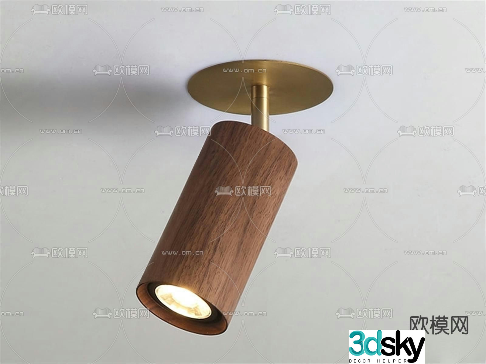 Solid wood downlight spotlight 3d model