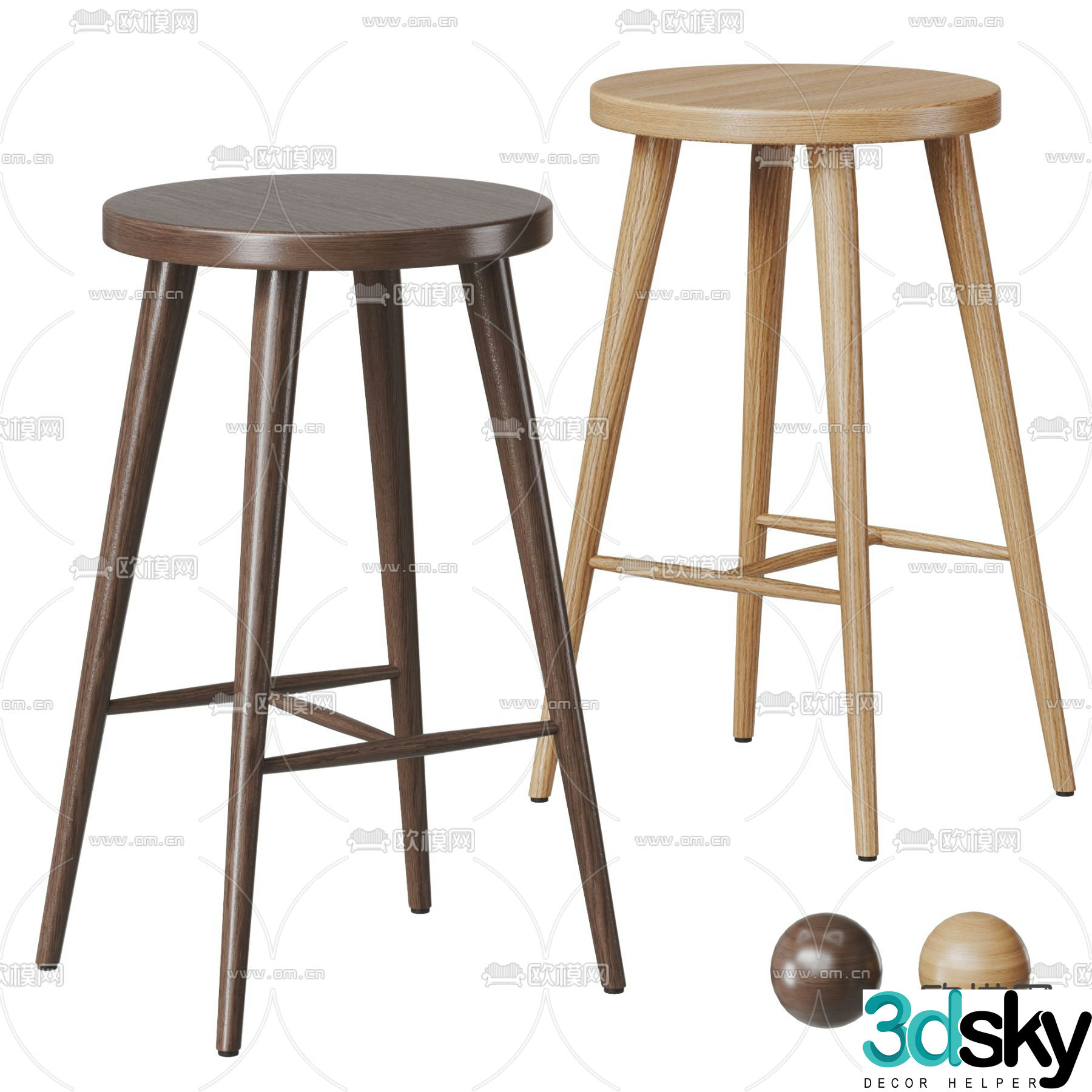 Nordic bar stool bar stool high stool 3d model