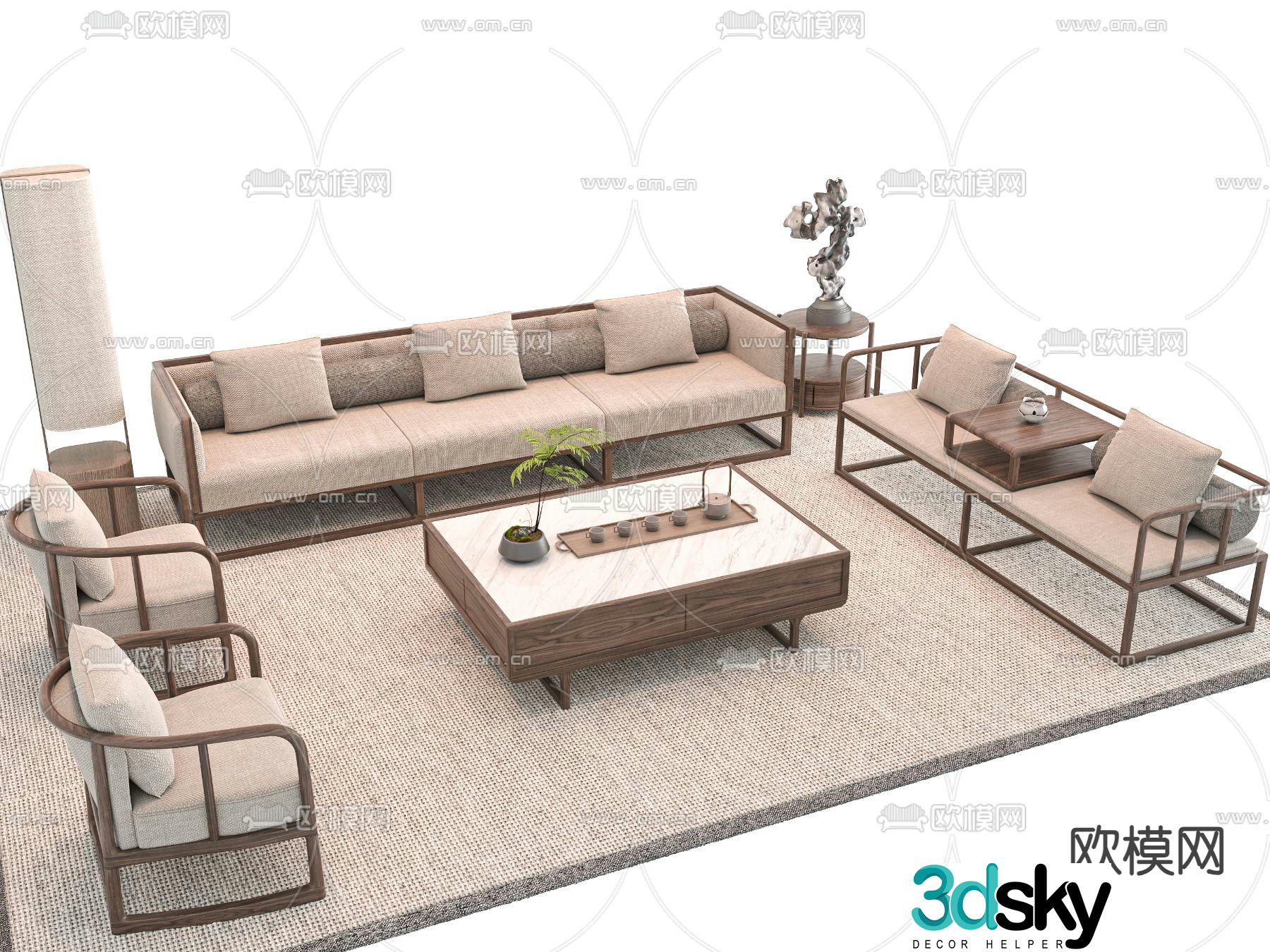 New Chinese style sofa set 3d model