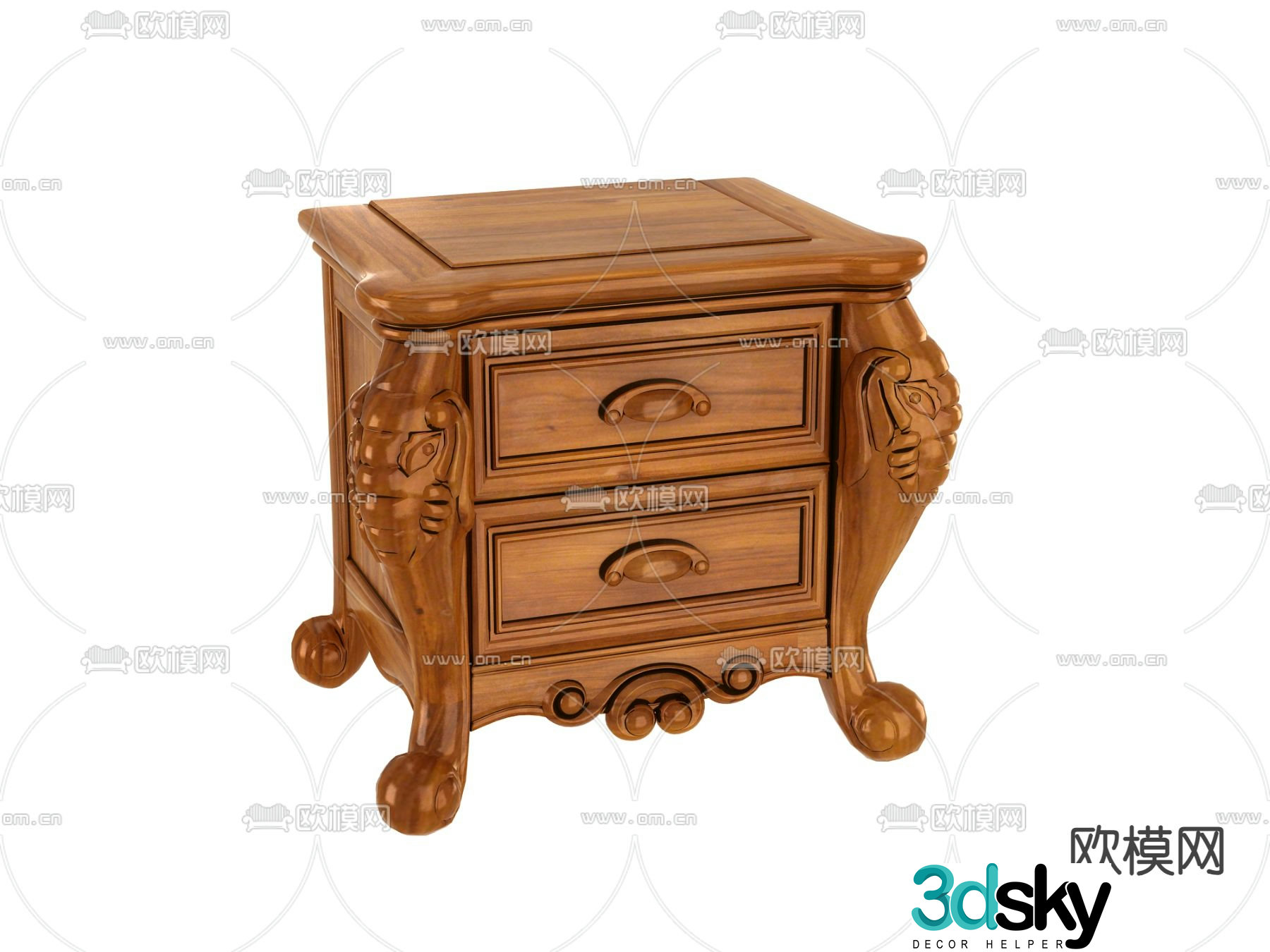 European style bedside table 3d model