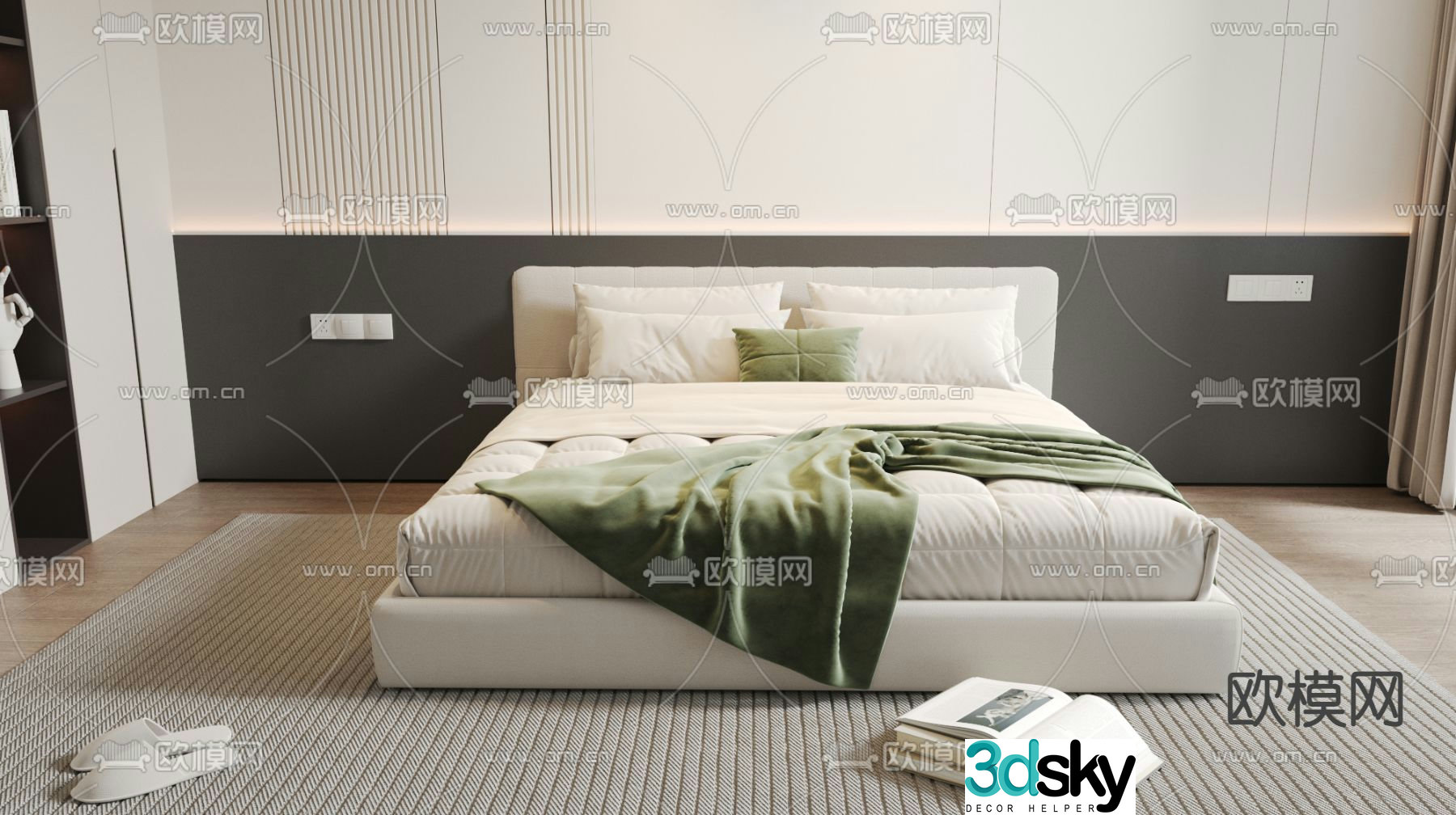 Modern double bed 3d model