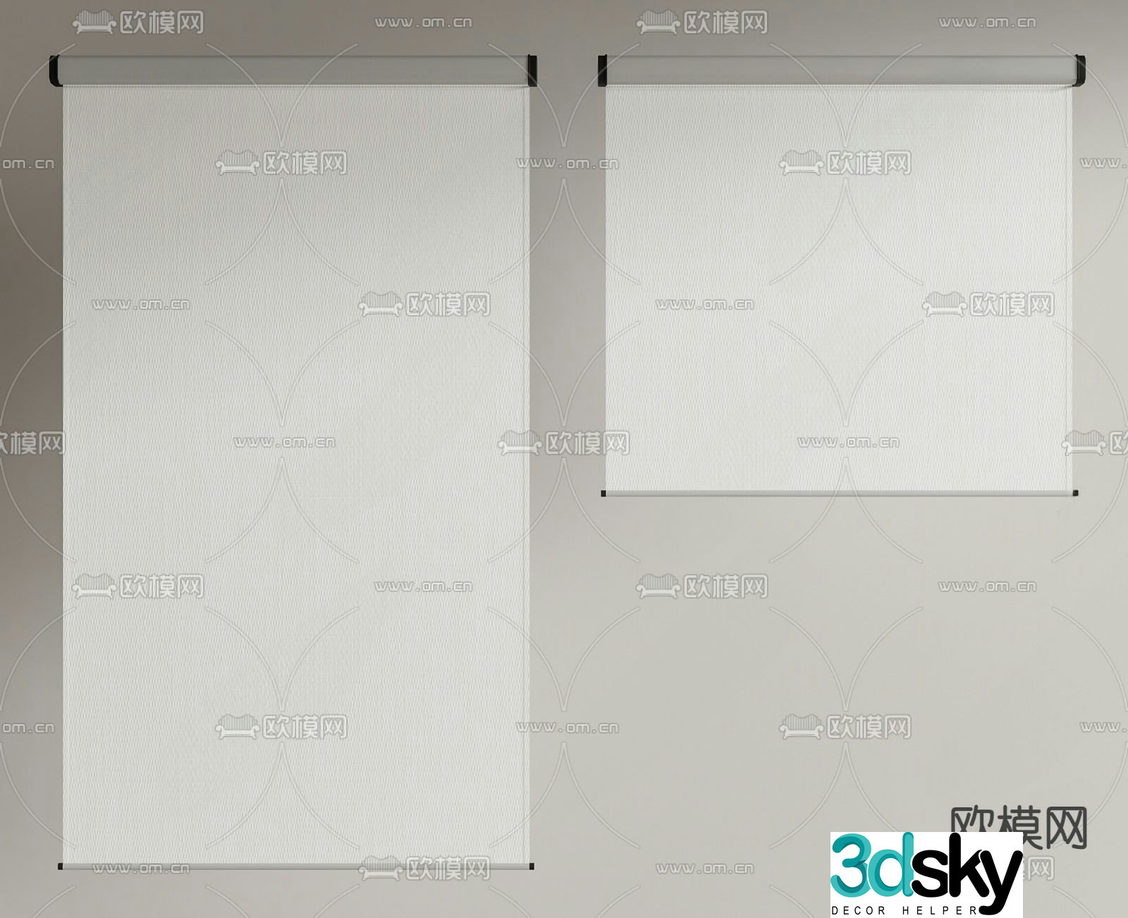 Office curtains Roller blinds Blackout blinds 3d model