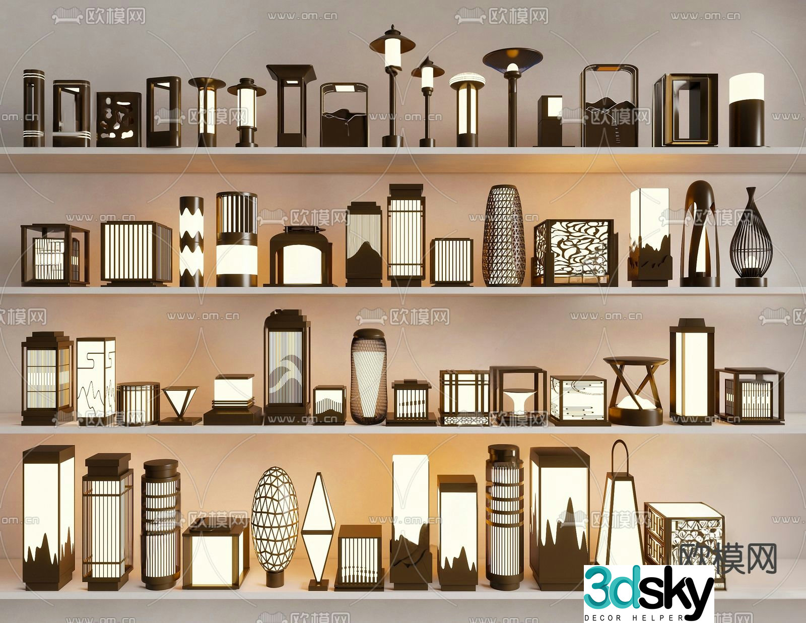 Chinese style landscape light lawn light 3d model