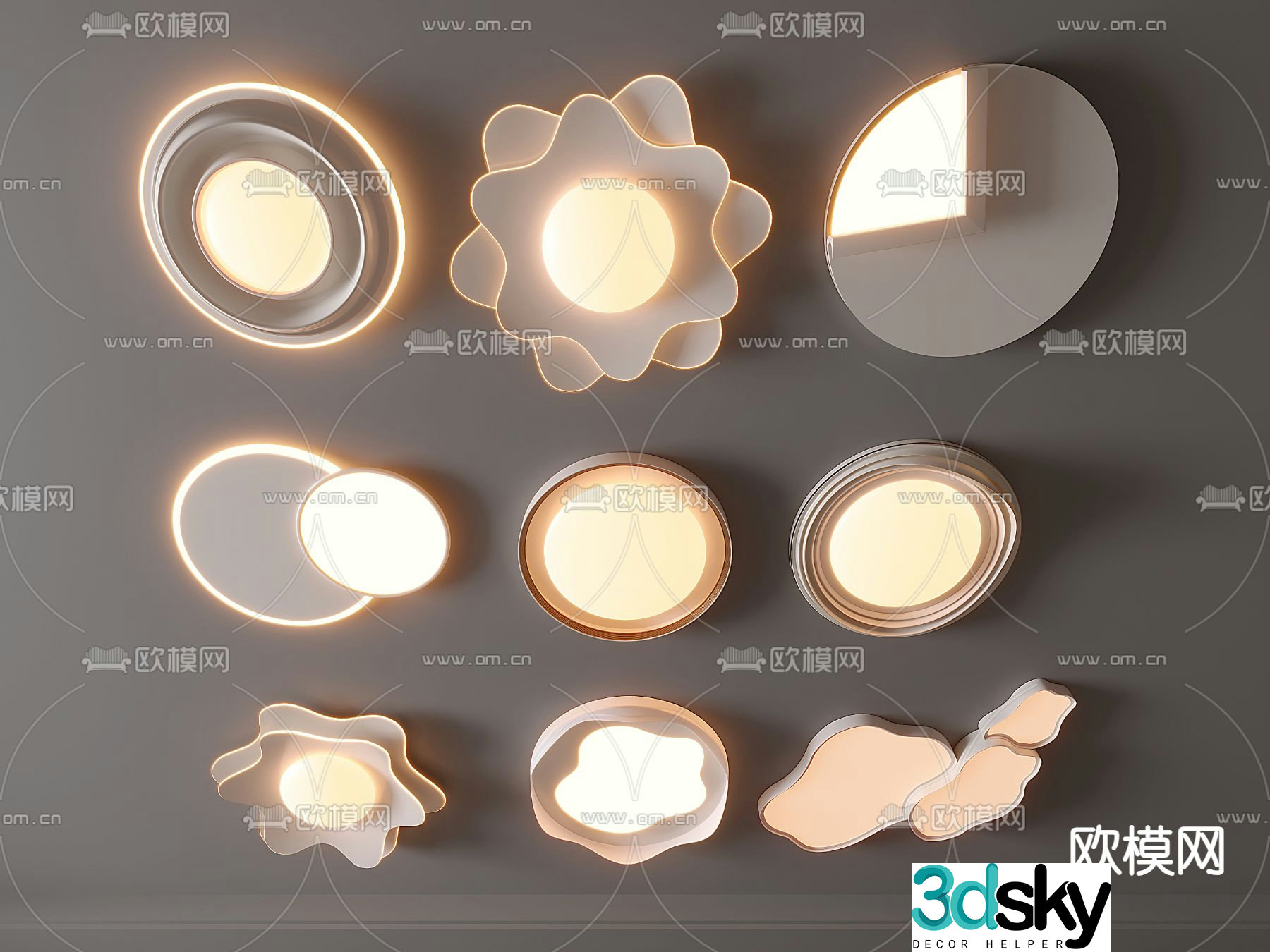 Creamy air ceiling lamp Flower ceiling lamp 3d model