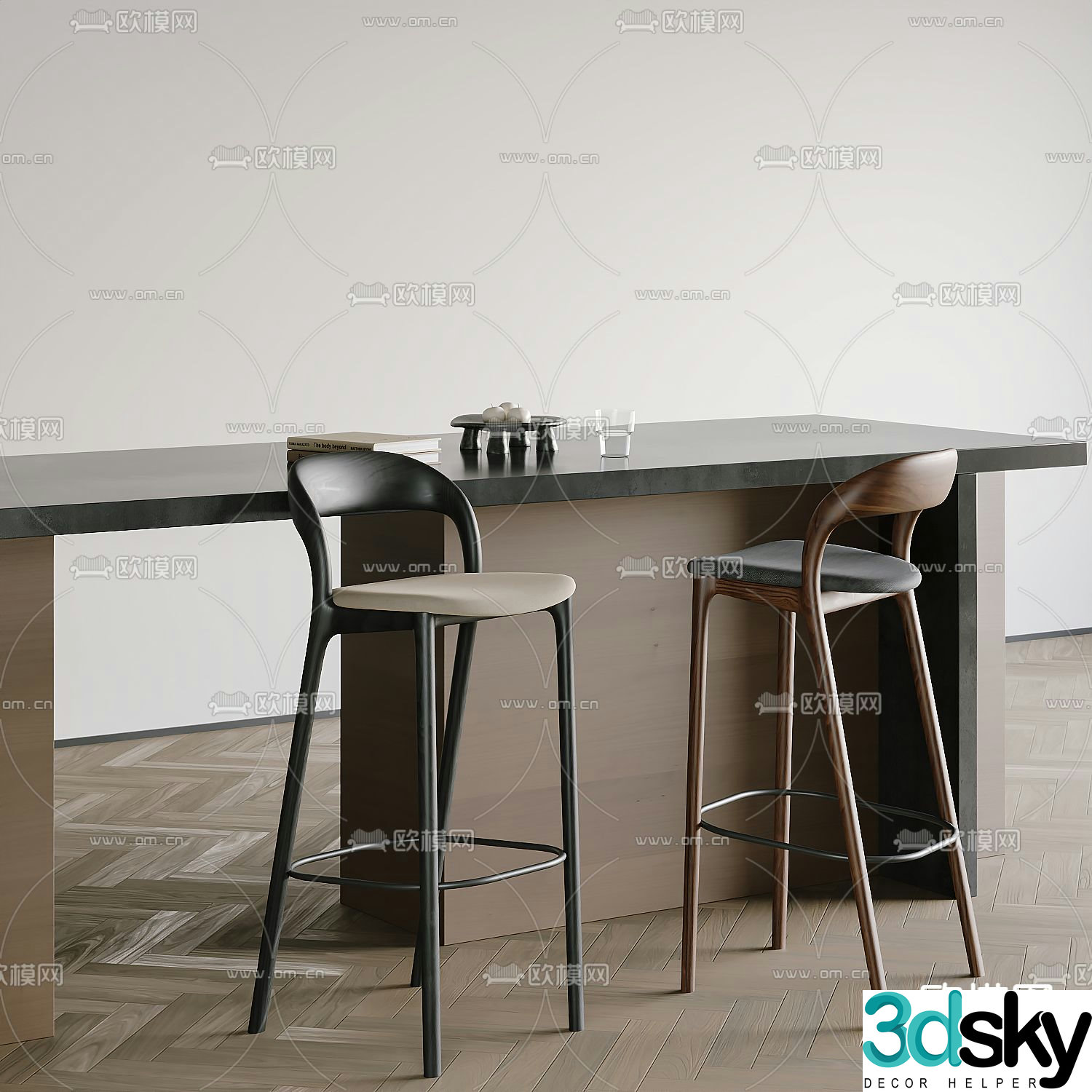 Medieval style bar chair 3d model