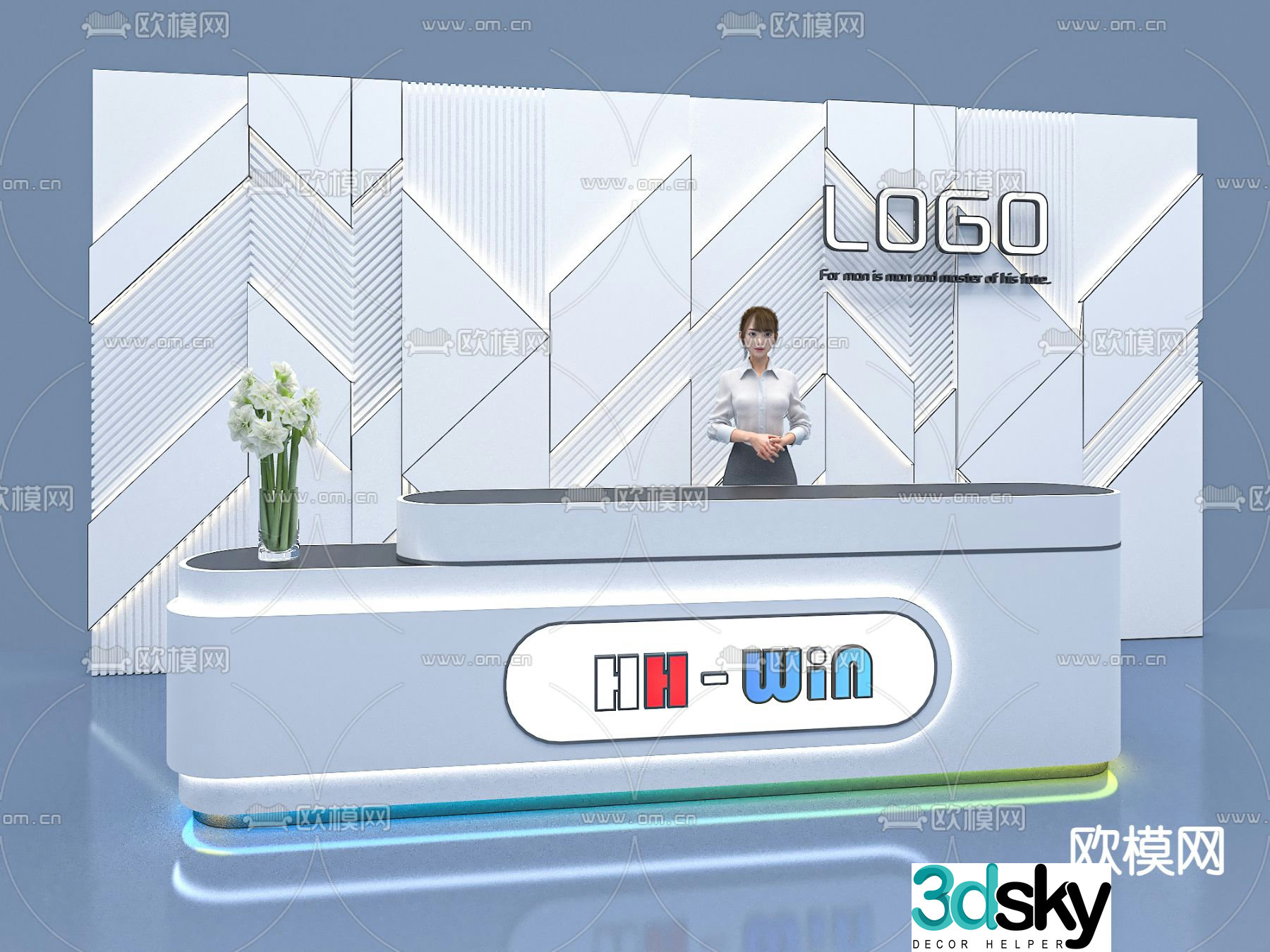 Front desk reception desk event front desk 3d model