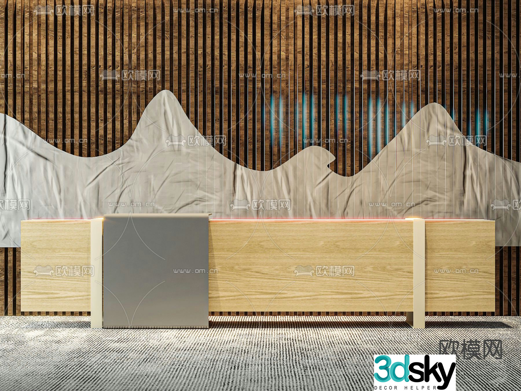 Front desk reception desk service desk 3d model