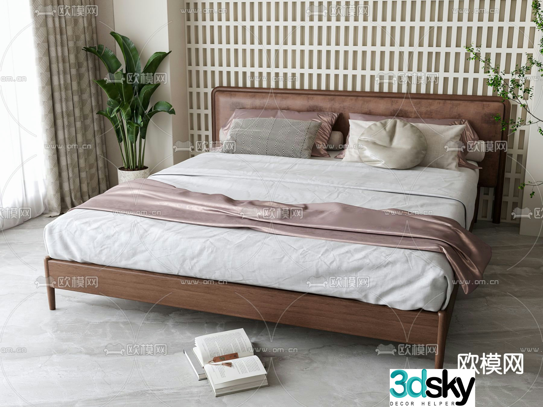 Modern double bed 3d model