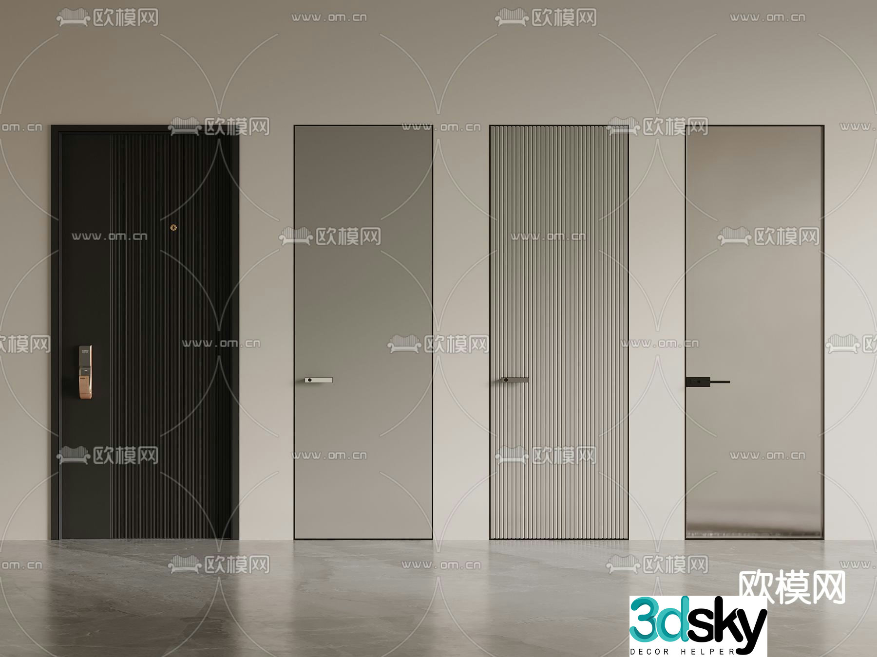 Security door frameless door hidden door glass door 3d model