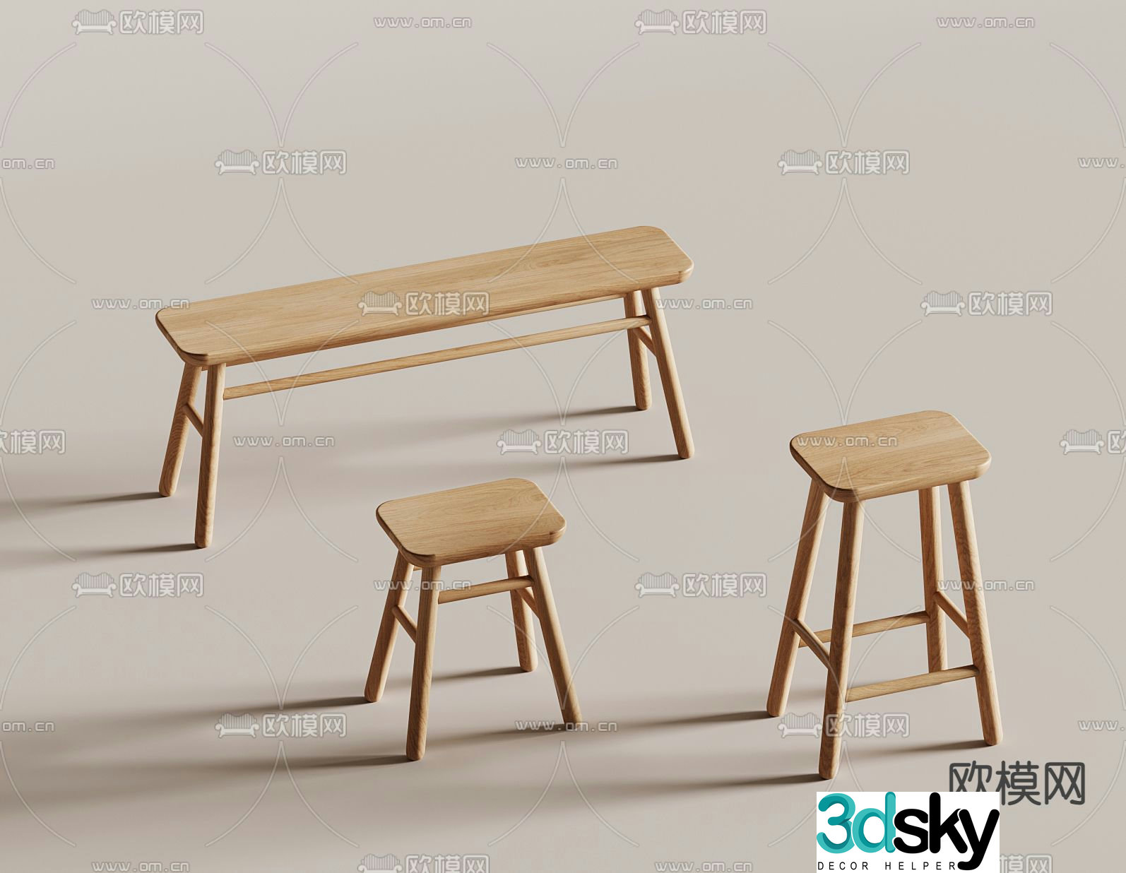 stool bench bench 3d model