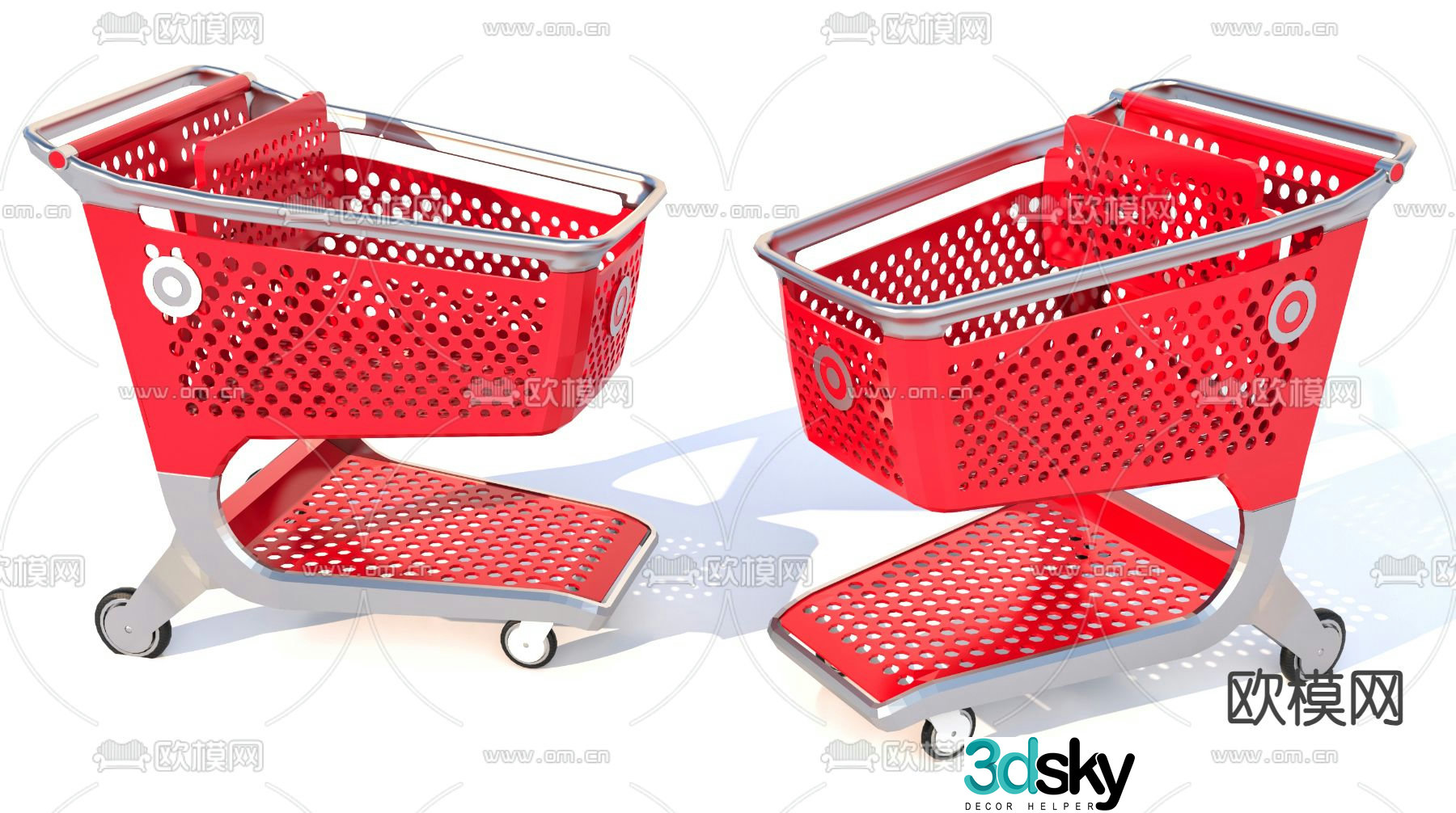 Supermarket shopping cart trolley 3d model