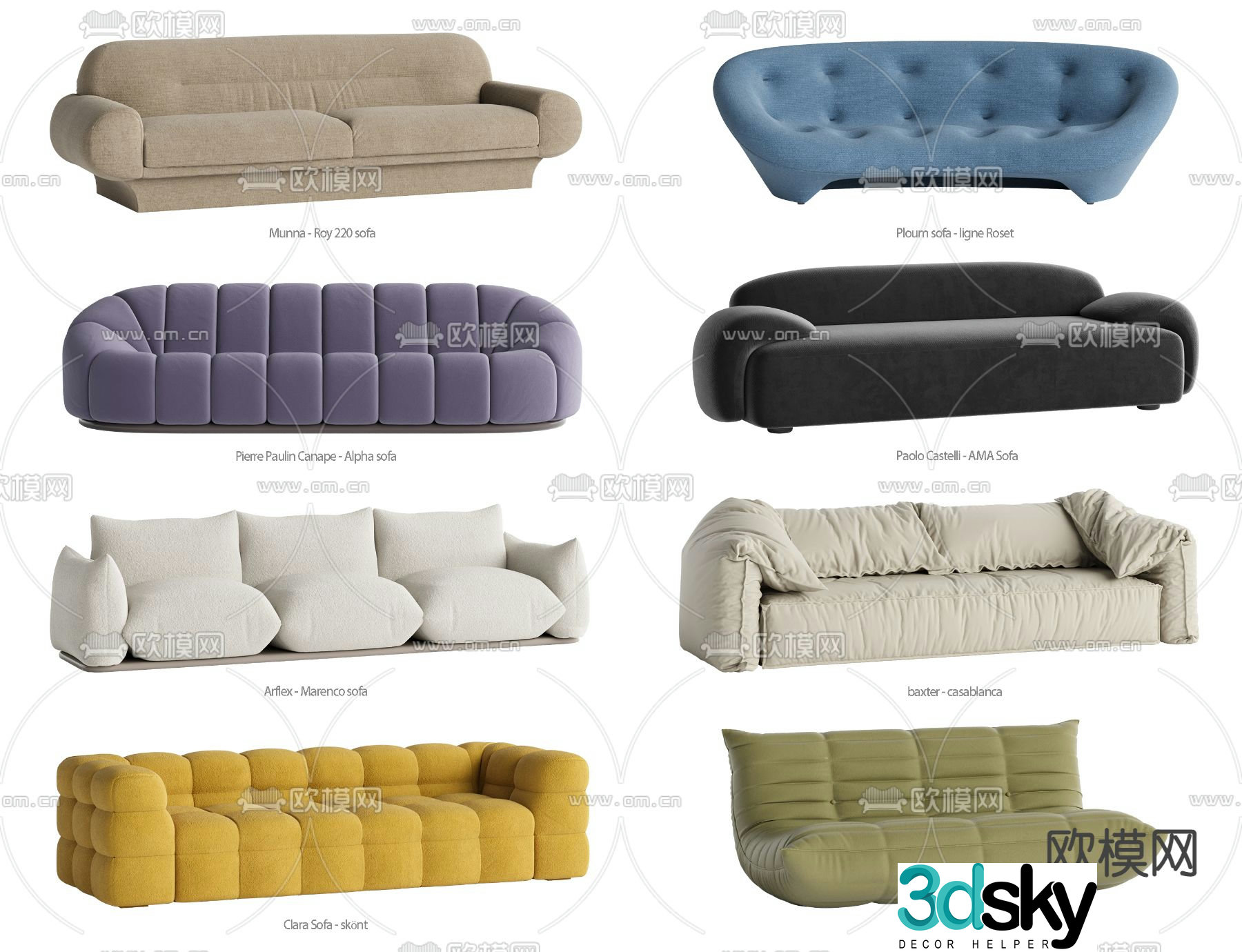 Modern fabric sofa 3d model